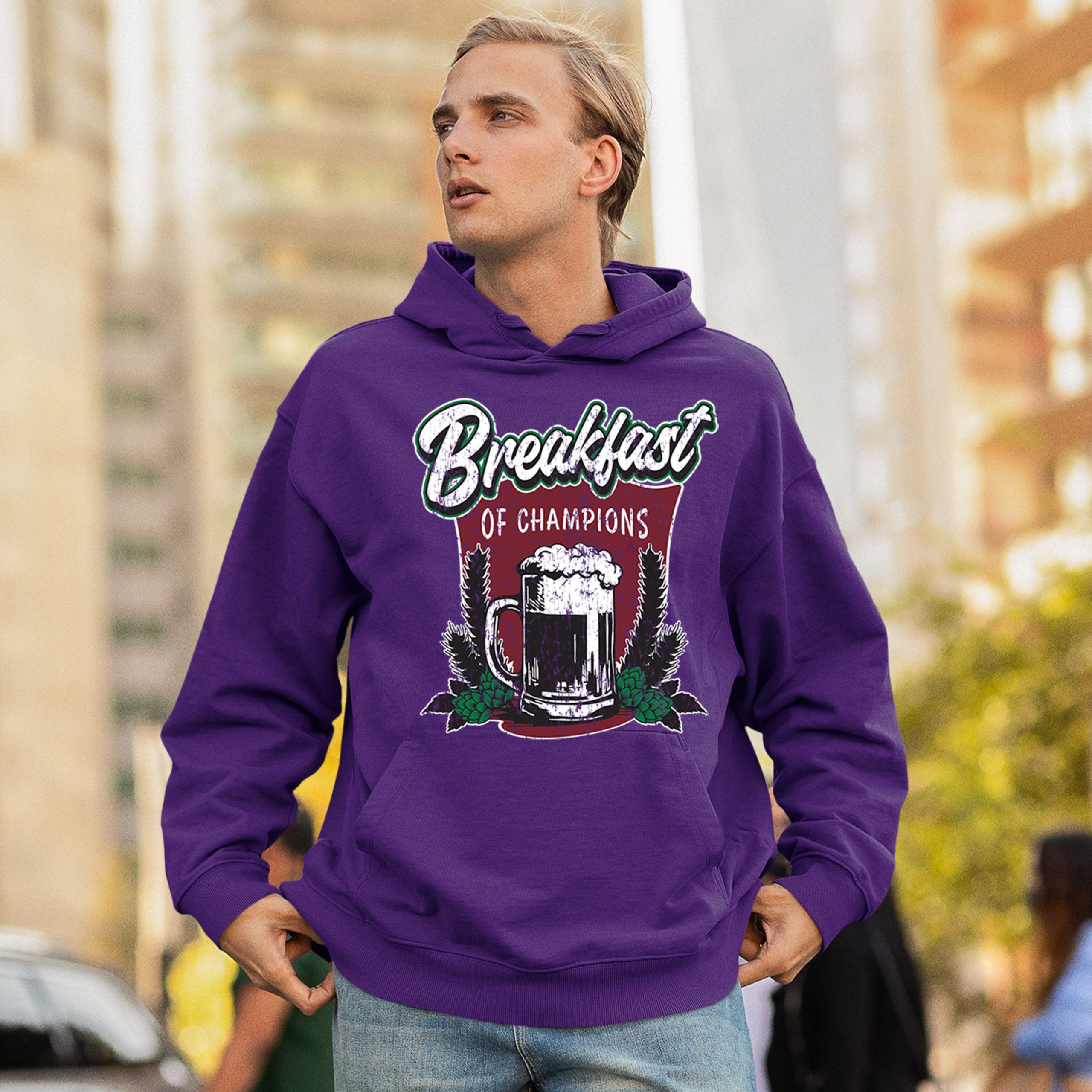 Breakfast of Champions Sweatshirt Beer Mug Cannabis Funny Stoner 420 Hoodie - Picture 26 of 57