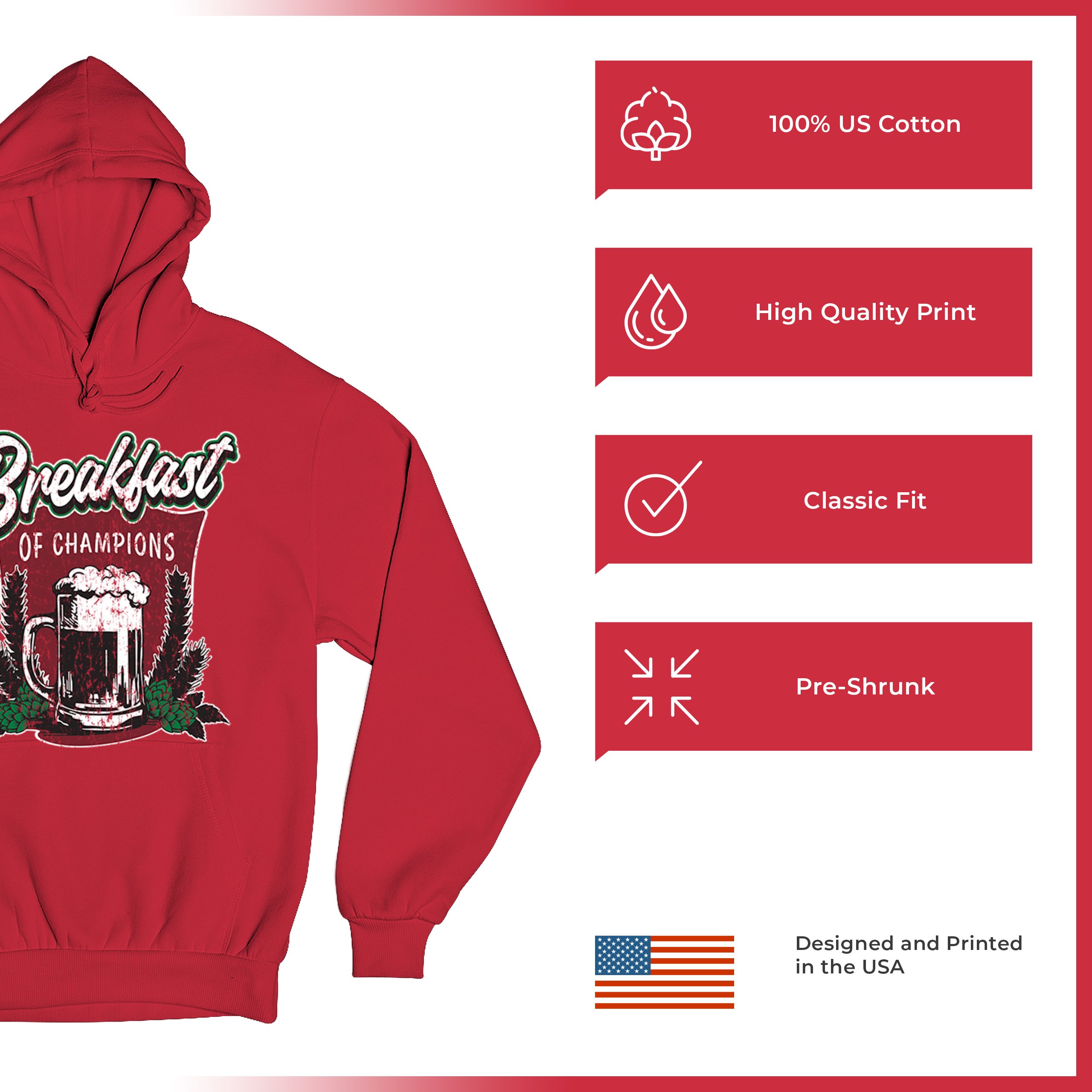 Breakfast of Champions Sweatshirt Beer Mug Cannabis Funny Stoner 420 Hoodie - Picture 35 of 57
