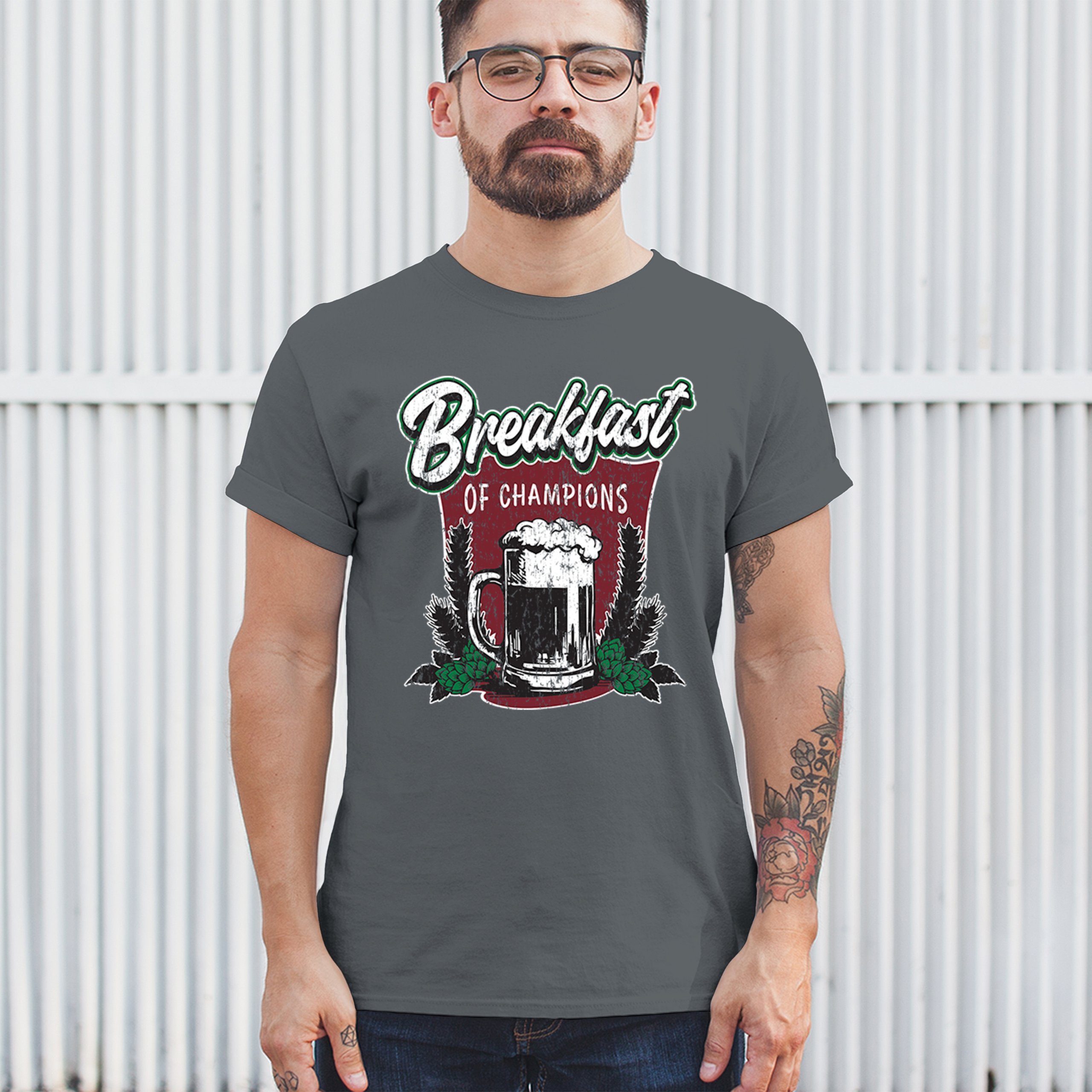 Breakfast of Champions T-shirt Beer Mug Cannabis Funny Stoner 420 Men's Tee - Picture 82 of 113