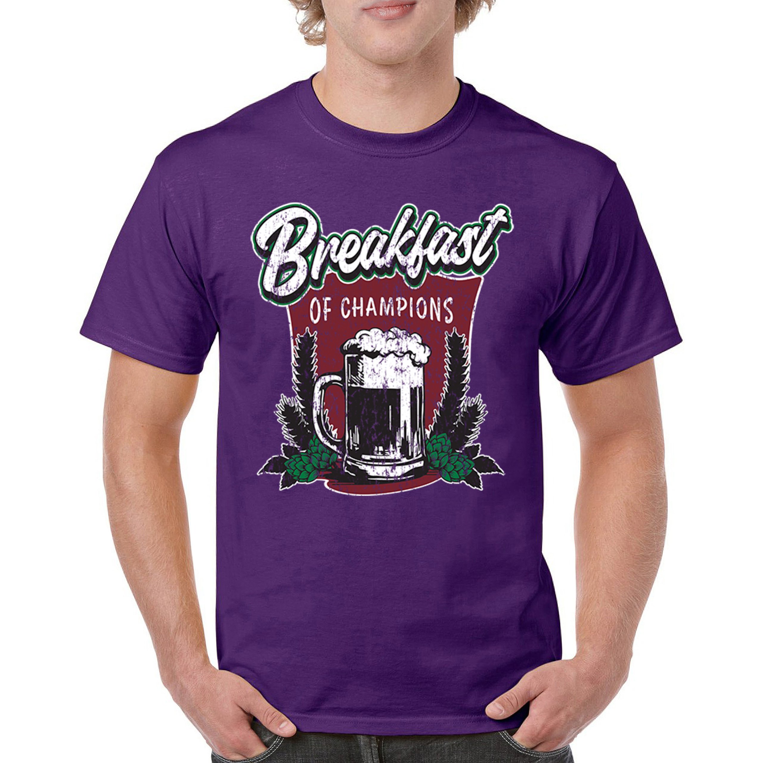 Breakfast of Champions T-shirt Beer Mug Cannabis Funny Stoner 420 Men's Tee - Picture 30 of 113