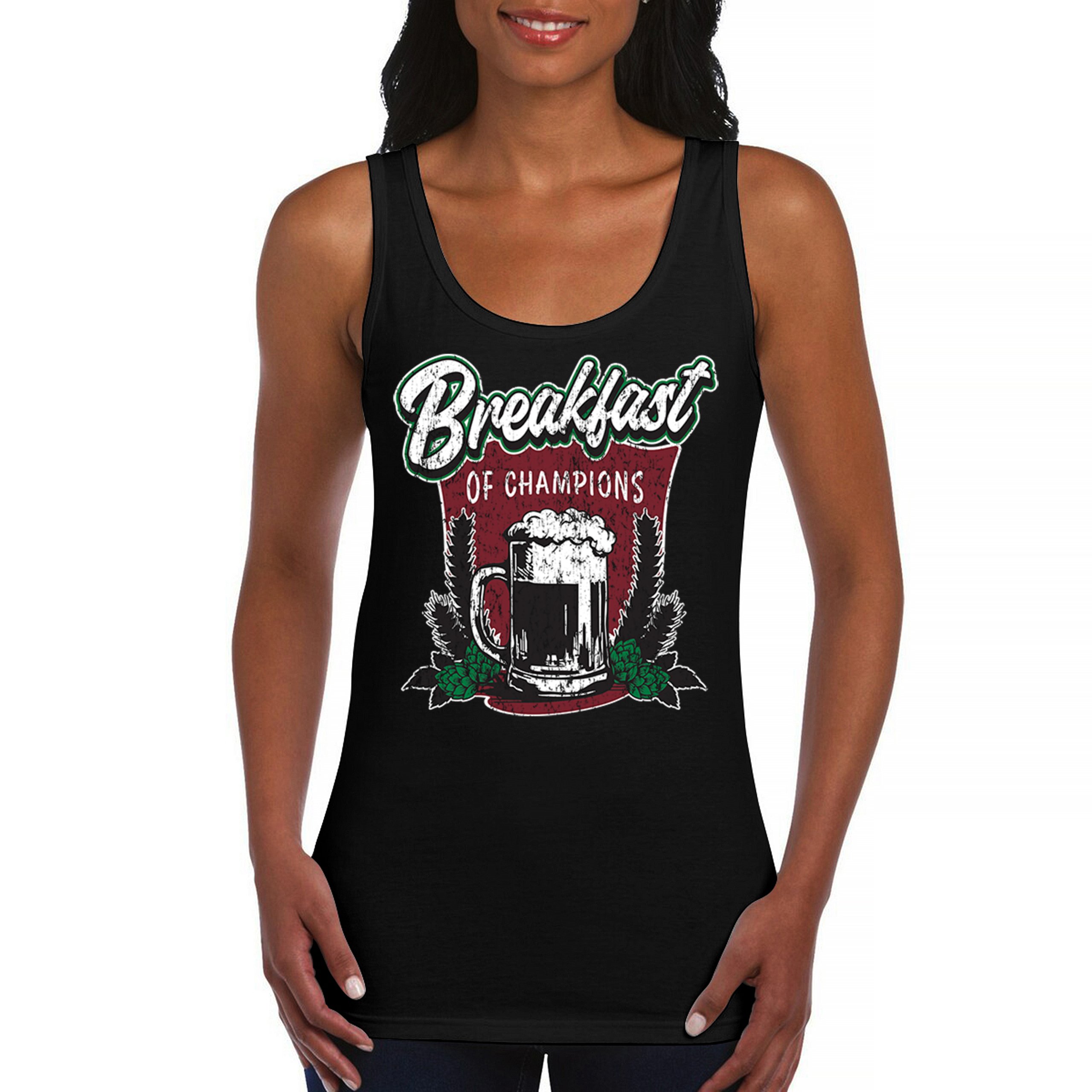 Breakfast of Champions Women’s Tank Top Beer Mug Cannabis Funny Stoner 420