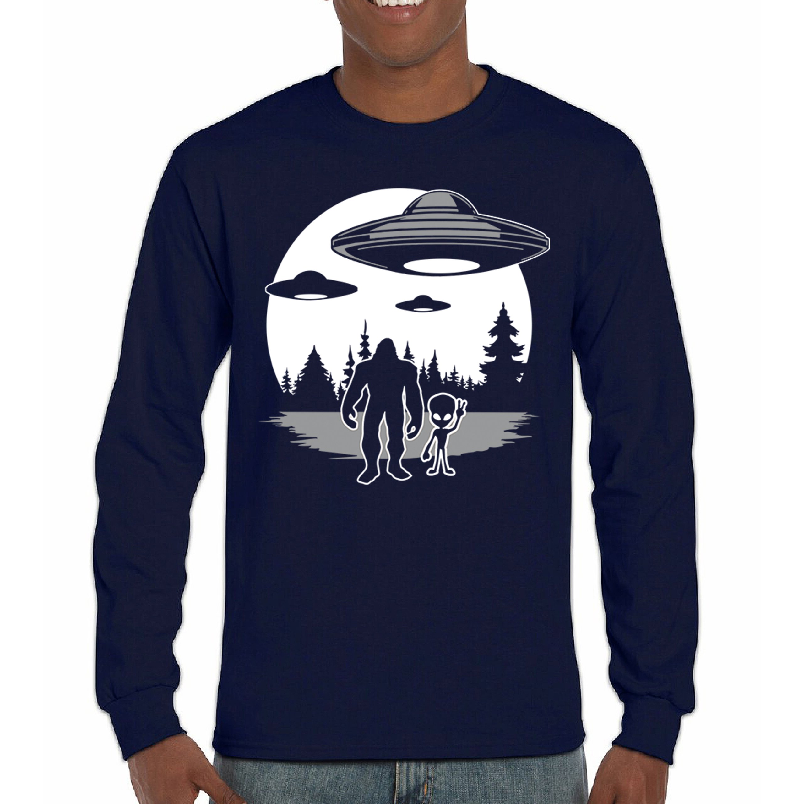 Best Friends Alien Bigfoot Moon Long Sleeve T-shirt Space