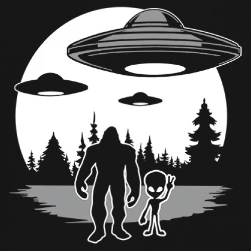 Best Friends Alien Bigfoot Moon Muscle Shirt Space UFO Sasquatch Believe Men's - Picture 4 of 29