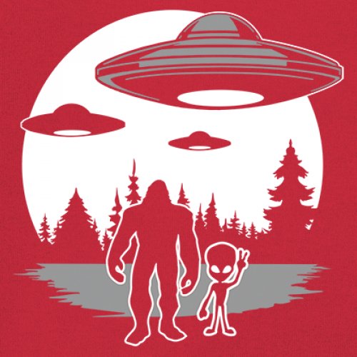 Best Friends Alien Bigfoot Moon Muscle Shirt Space UFO Sasquatch Believe Men's - Picture 11 of 29
