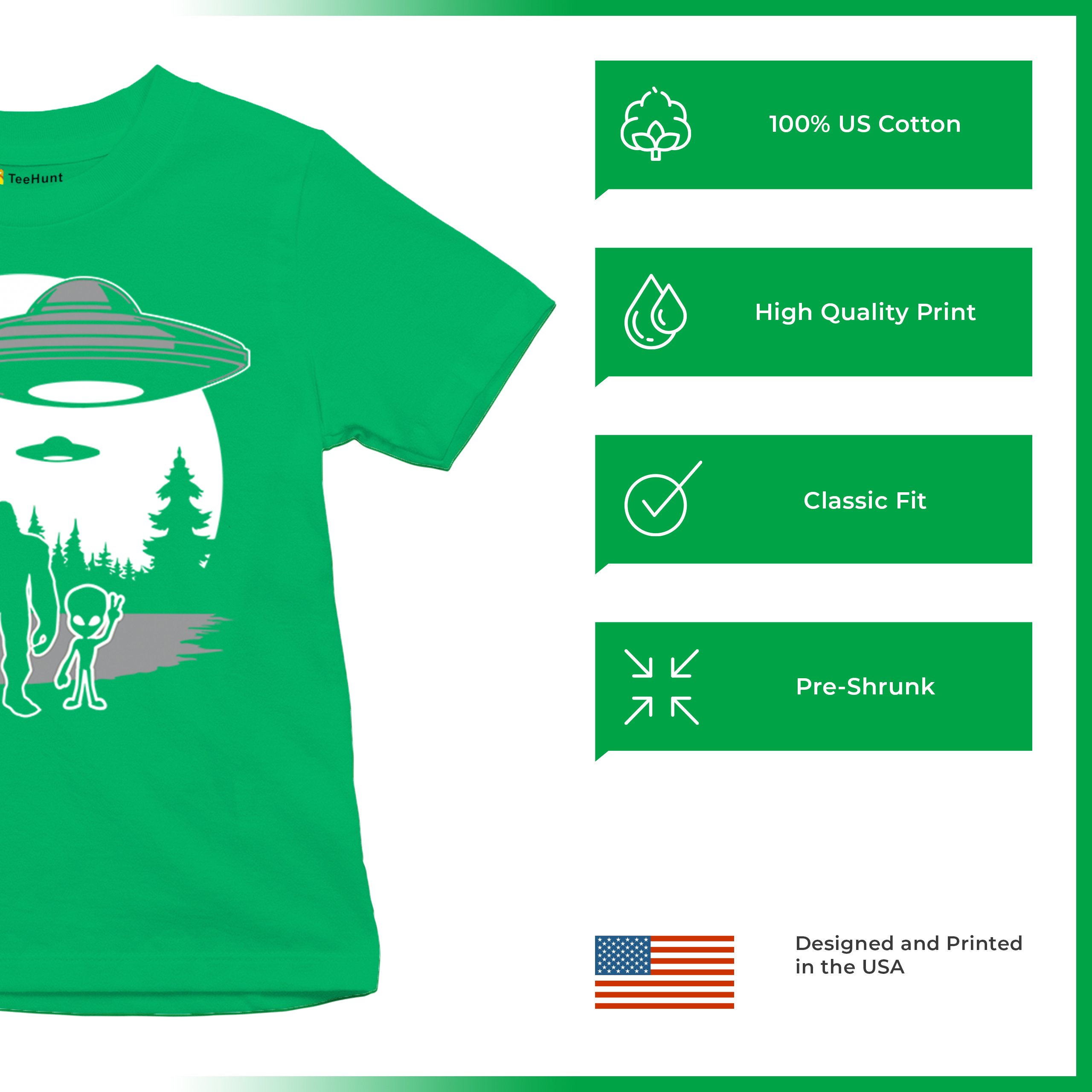 Best Friends Alien Bigfoot Moon Youth T-shirt Space UFO Sasquatch Believe Kids - Picture 21 of 36