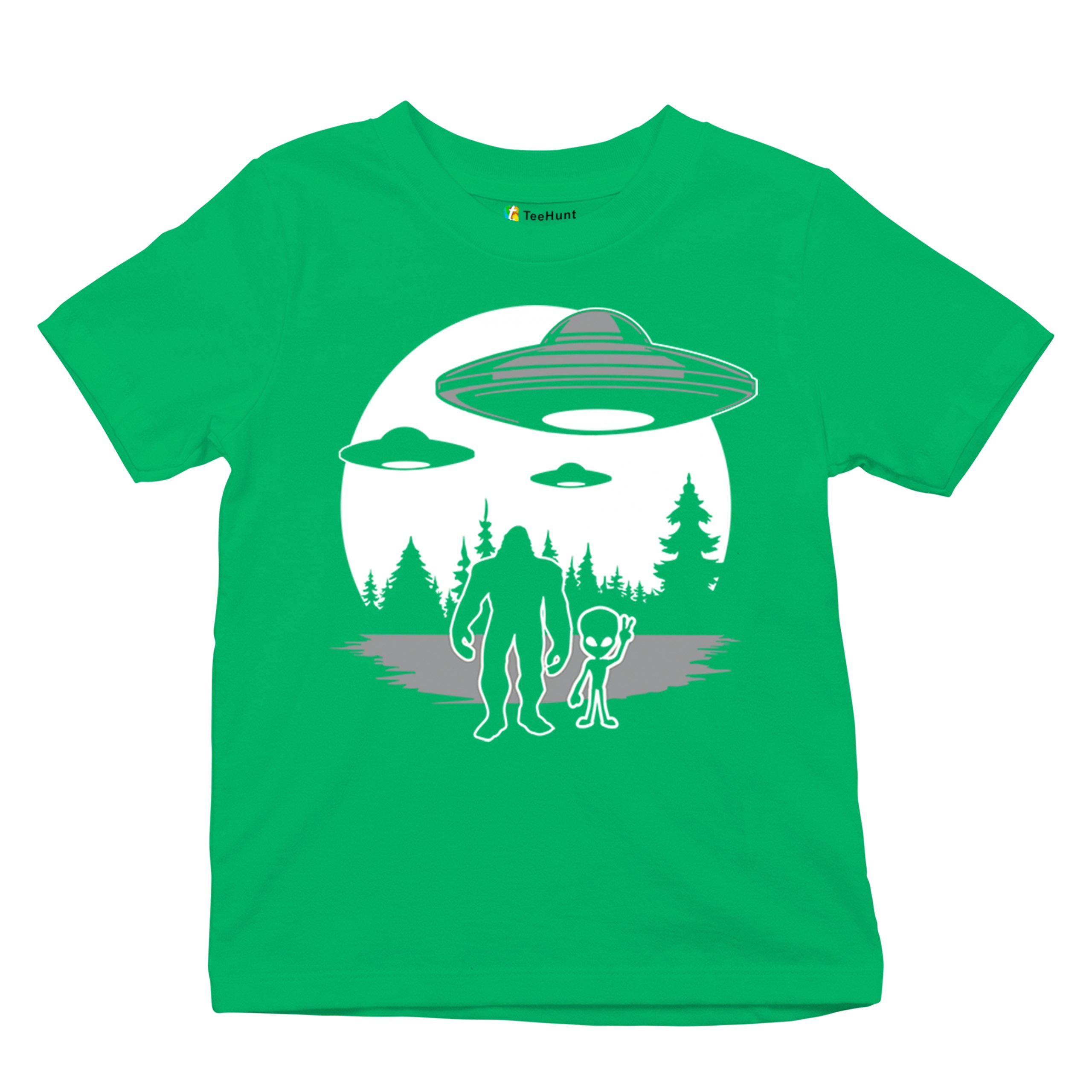 Best Friends Alien Bigfoot Moon Youth T-shirt Space UFO Sasquatch Believe Kids - Picture 20 of 36