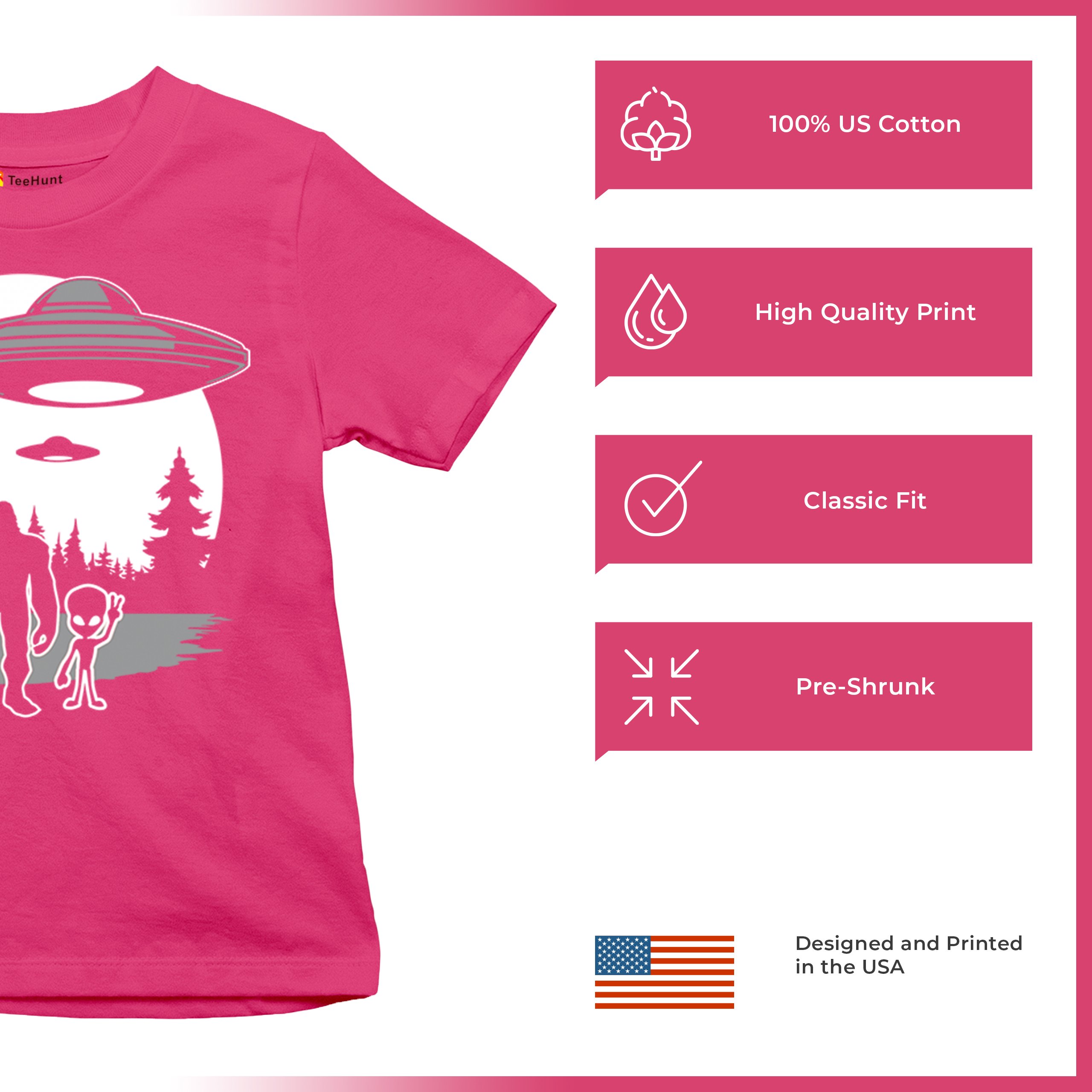 Best Friends Alien Bigfoot Moon Youth T-shirt Space UFO Sasquatch Believe Kids - Picture 35 of 36