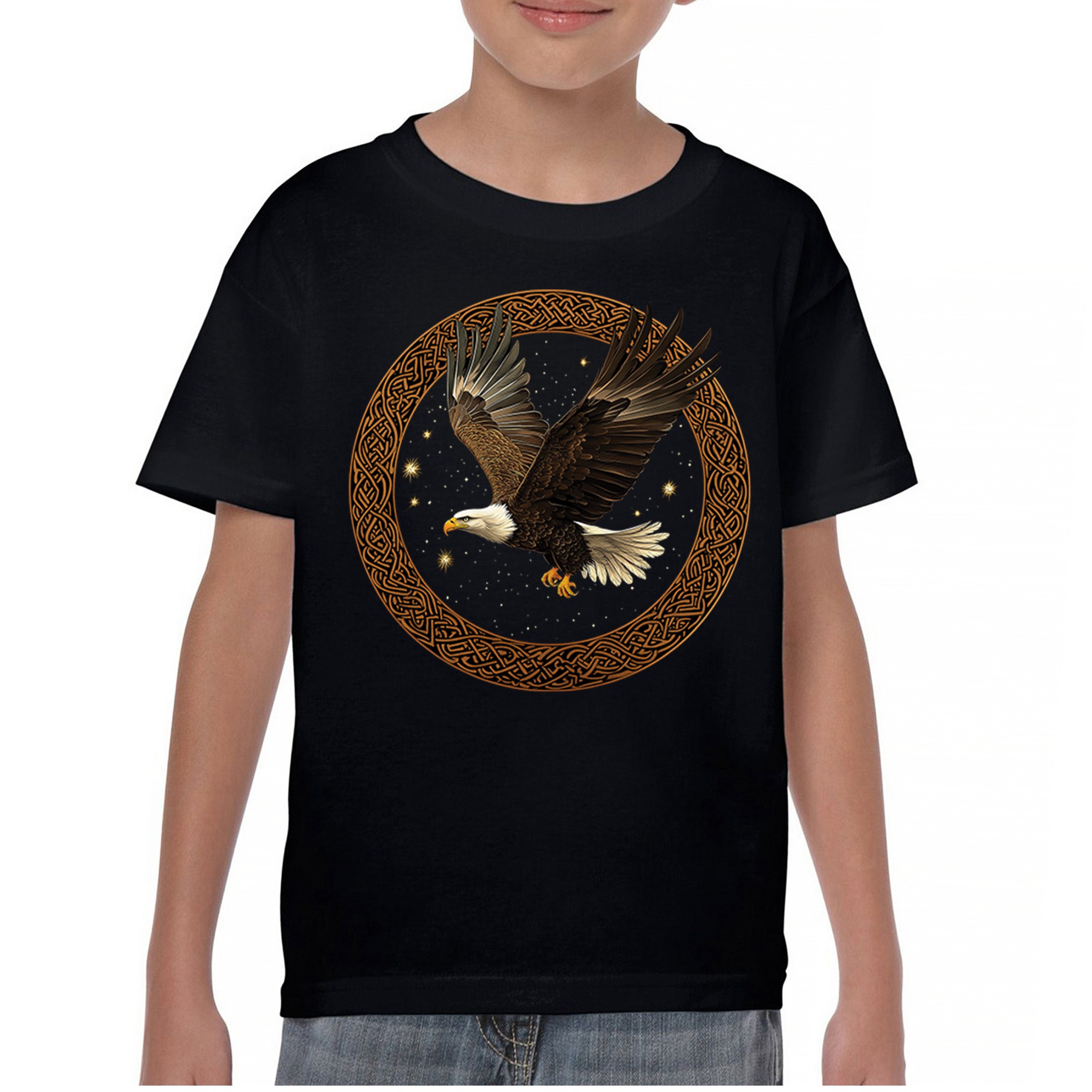 Celtic Flying Eagle Youth T-shirt North Mystic Raptor Spiritual Valhala Kids - Picture 2 of 50