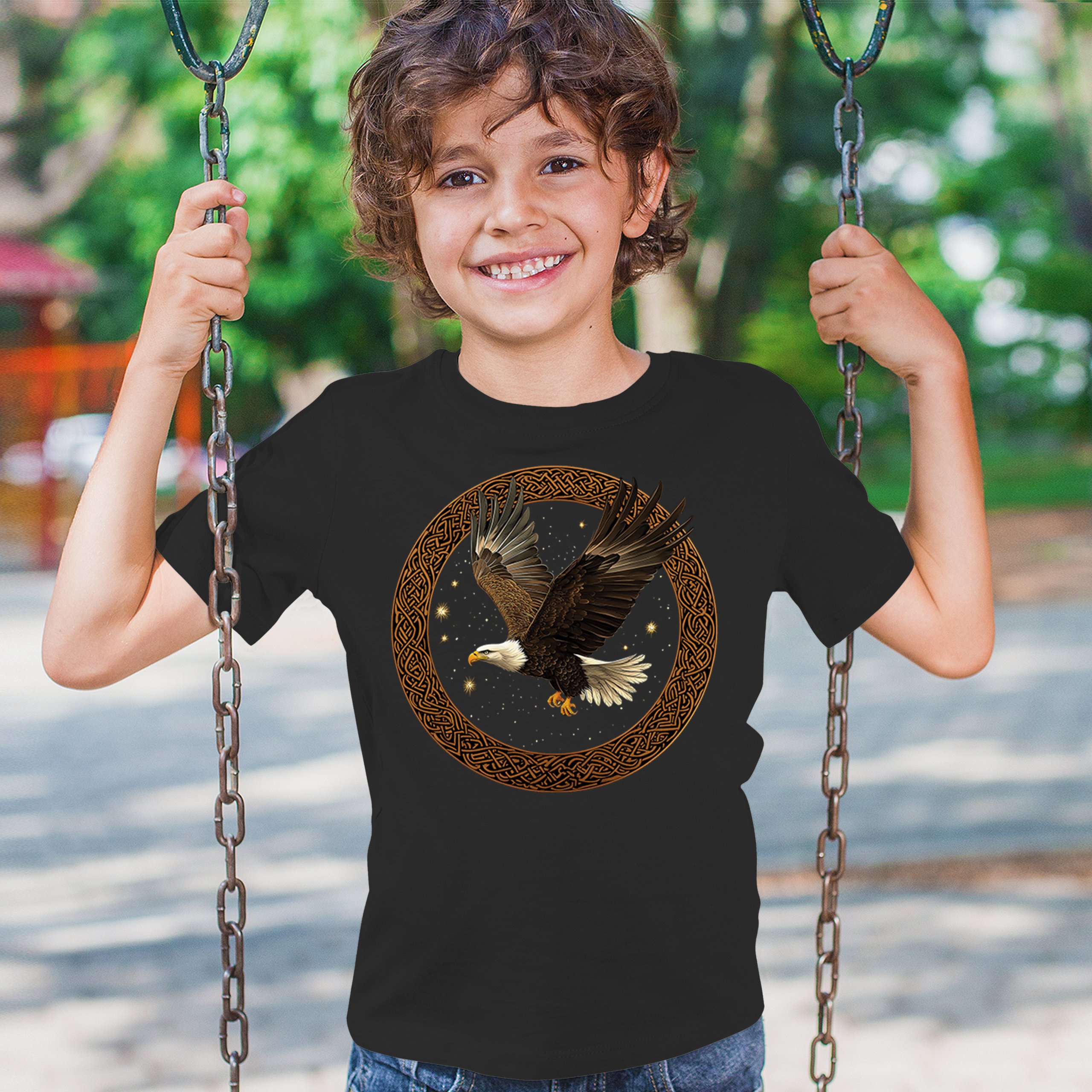 Celtic Flying Eagle Youth T-shirt North Mystic Raptor Spiritual Valhala Kids - Picture 5 of 50