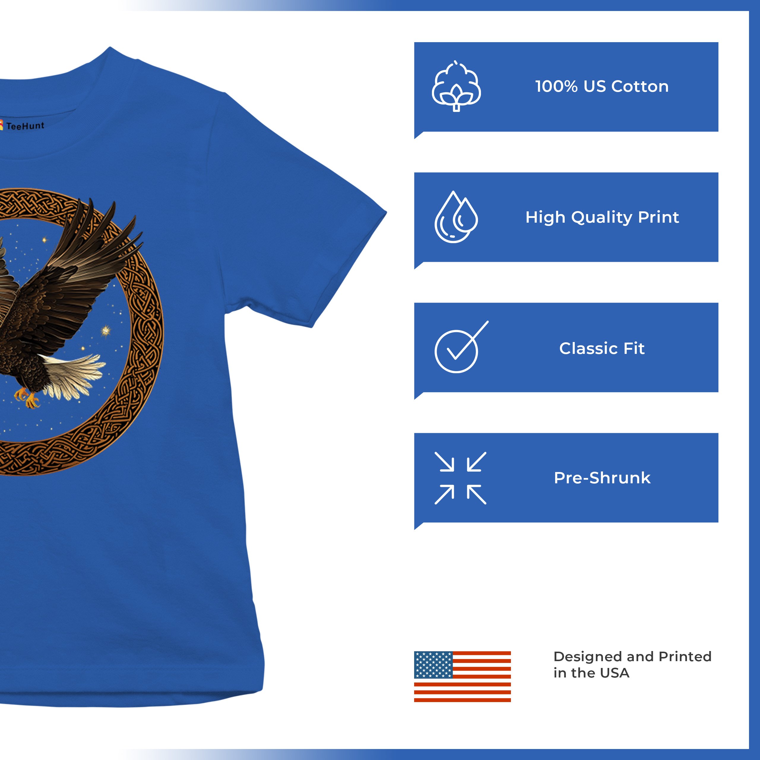 Celtic Flying Eagle Youth T-shirt North Mystic Raptor Spiritual Valhala Kids - Picture 42 of 50