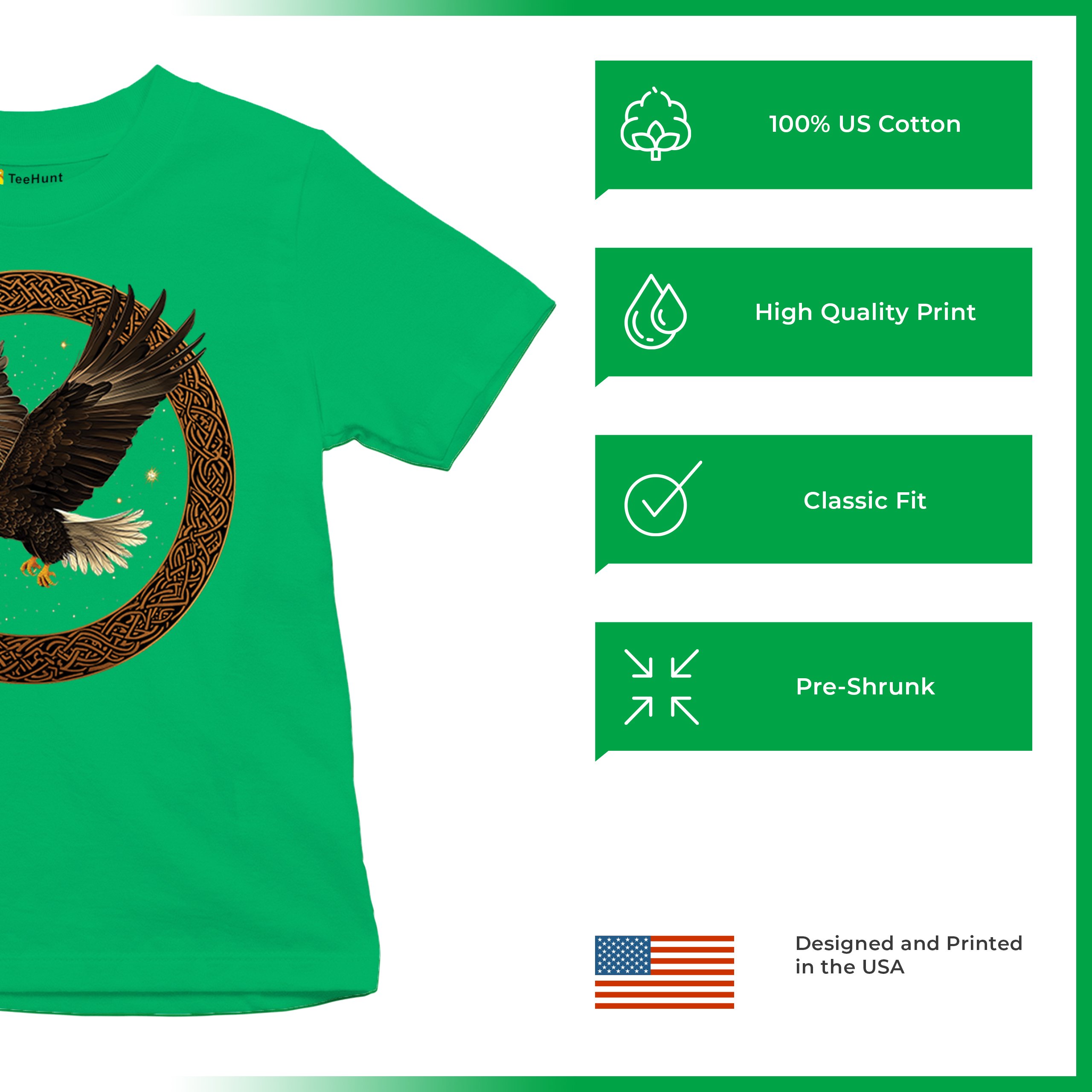 Celtic Flying Eagle Youth T-shirt North Mystic Raptor Spiritual Valhala Kids - Picture 35 of 50