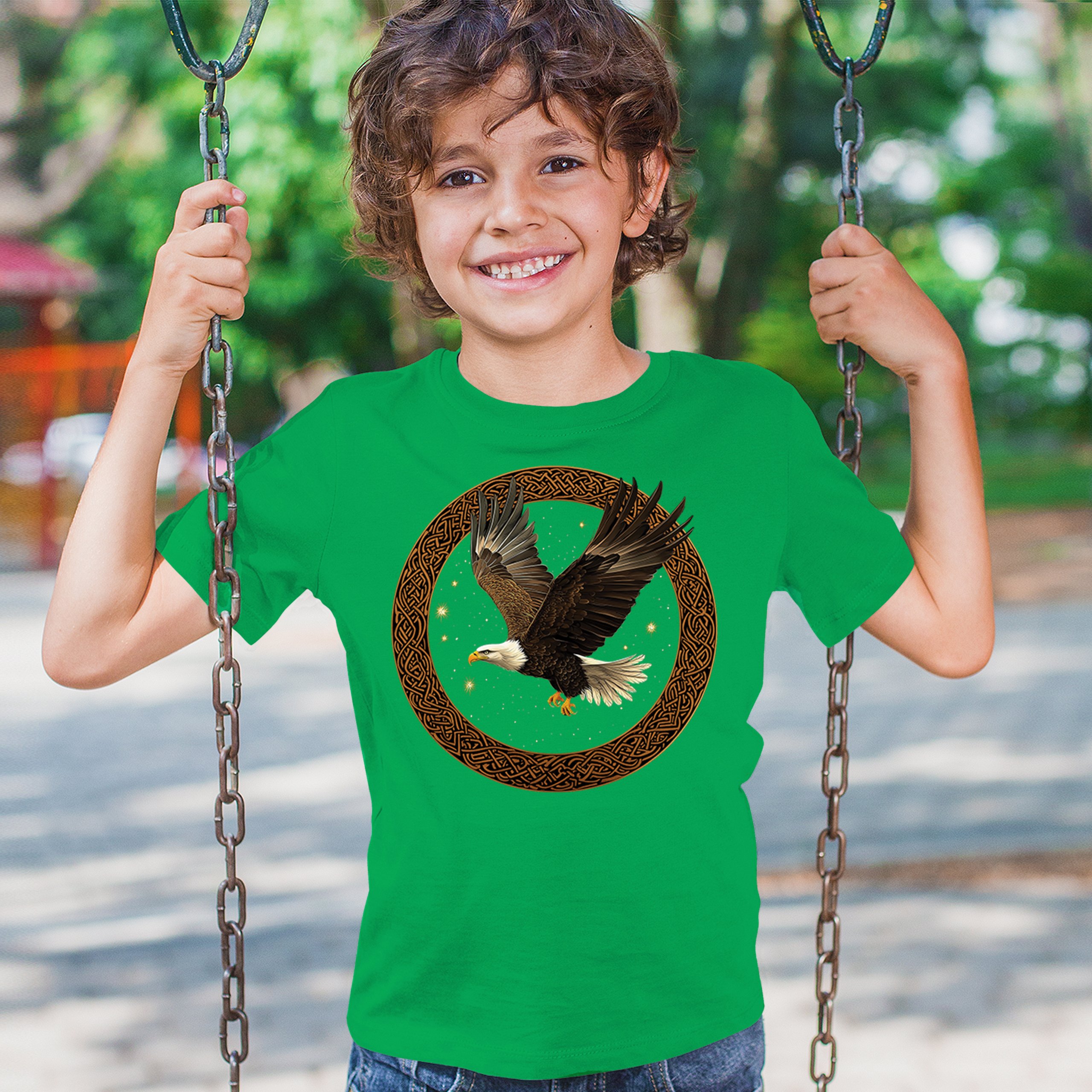 Celtic Flying Eagle Youth T-shirt North Mystic Raptor Spiritual Valhala Kids - Picture 33 of 50