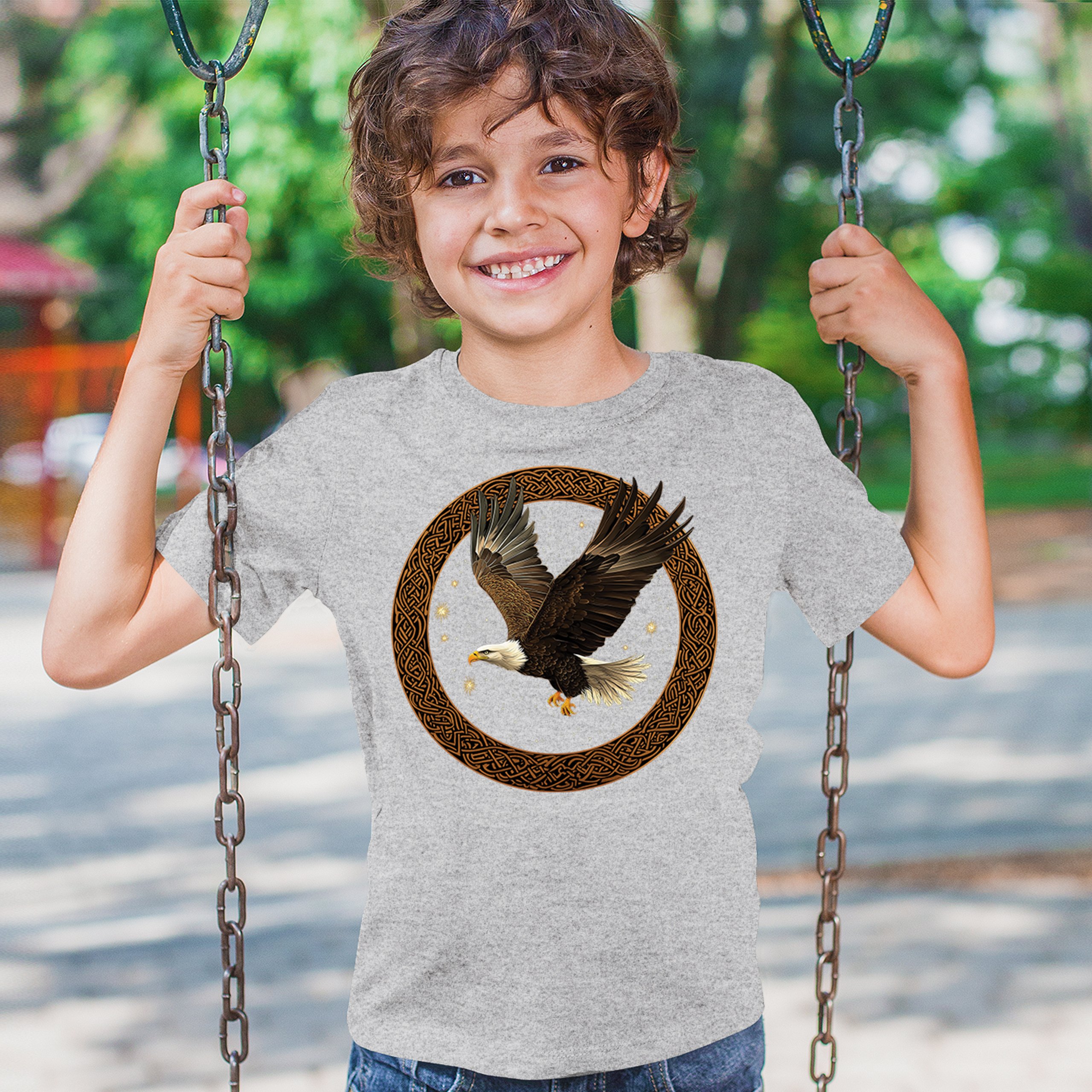 Celtic Flying Eagle Youth T-shirt North Mystic Raptor Spiritual Valhala Kids - Picture 12 of 50