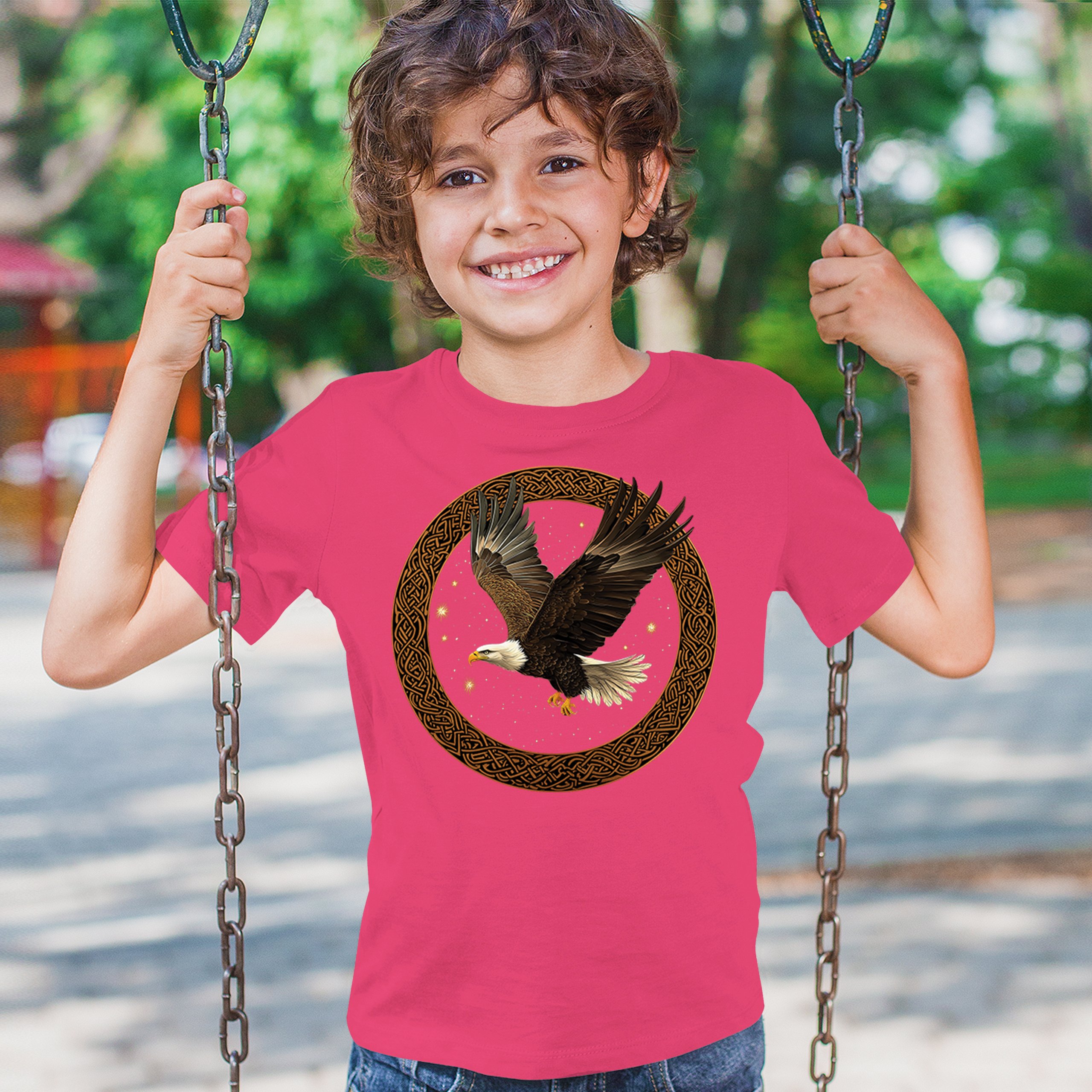 Celtic Flying Eagle Youth T-shirt North Mystic Raptor Spiritual Valhala Kids - Picture 47 of 50