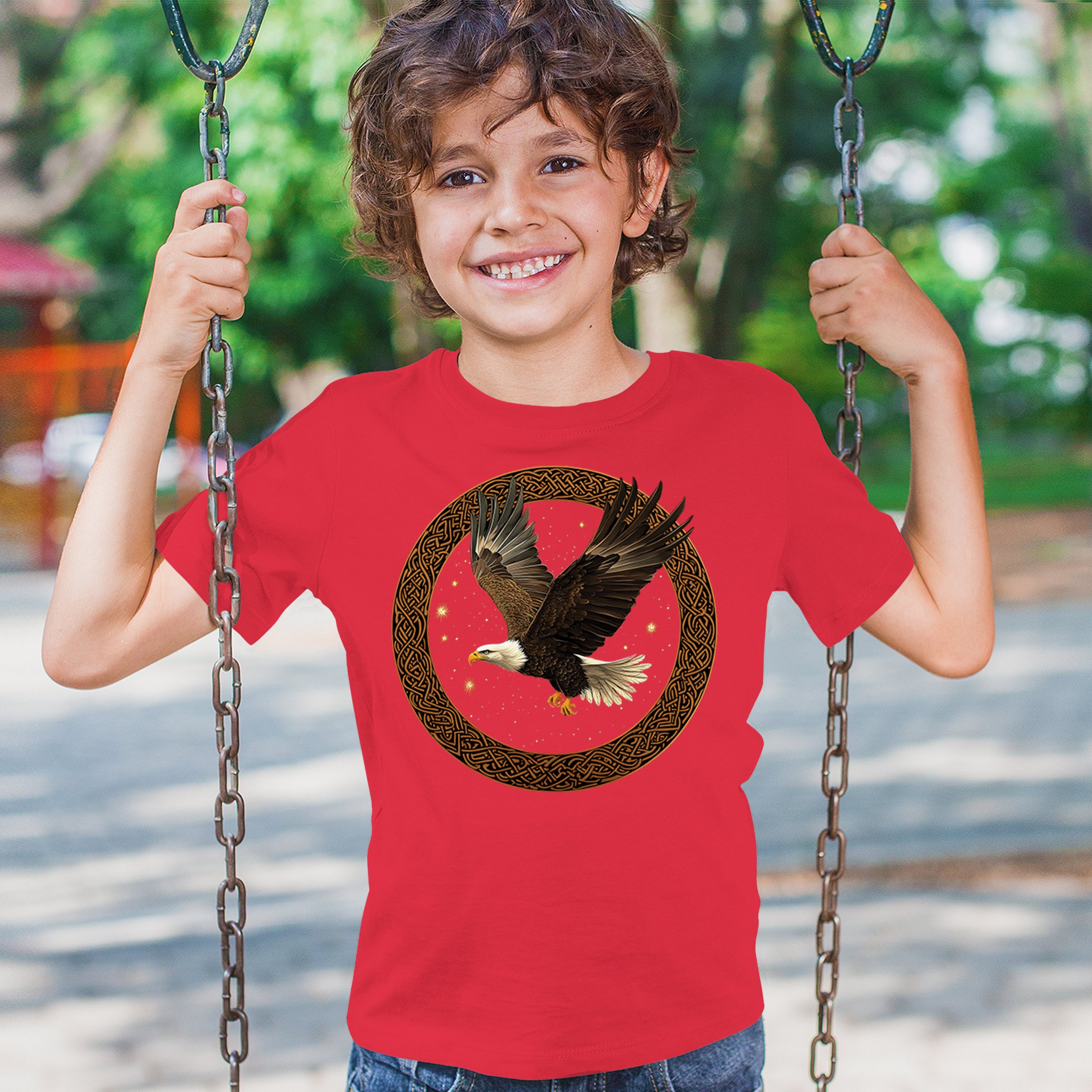Celtic Flying Eagle Youth T-shirt North Mystic Raptor Spiritual Valhala Kids - Picture 19 of 50