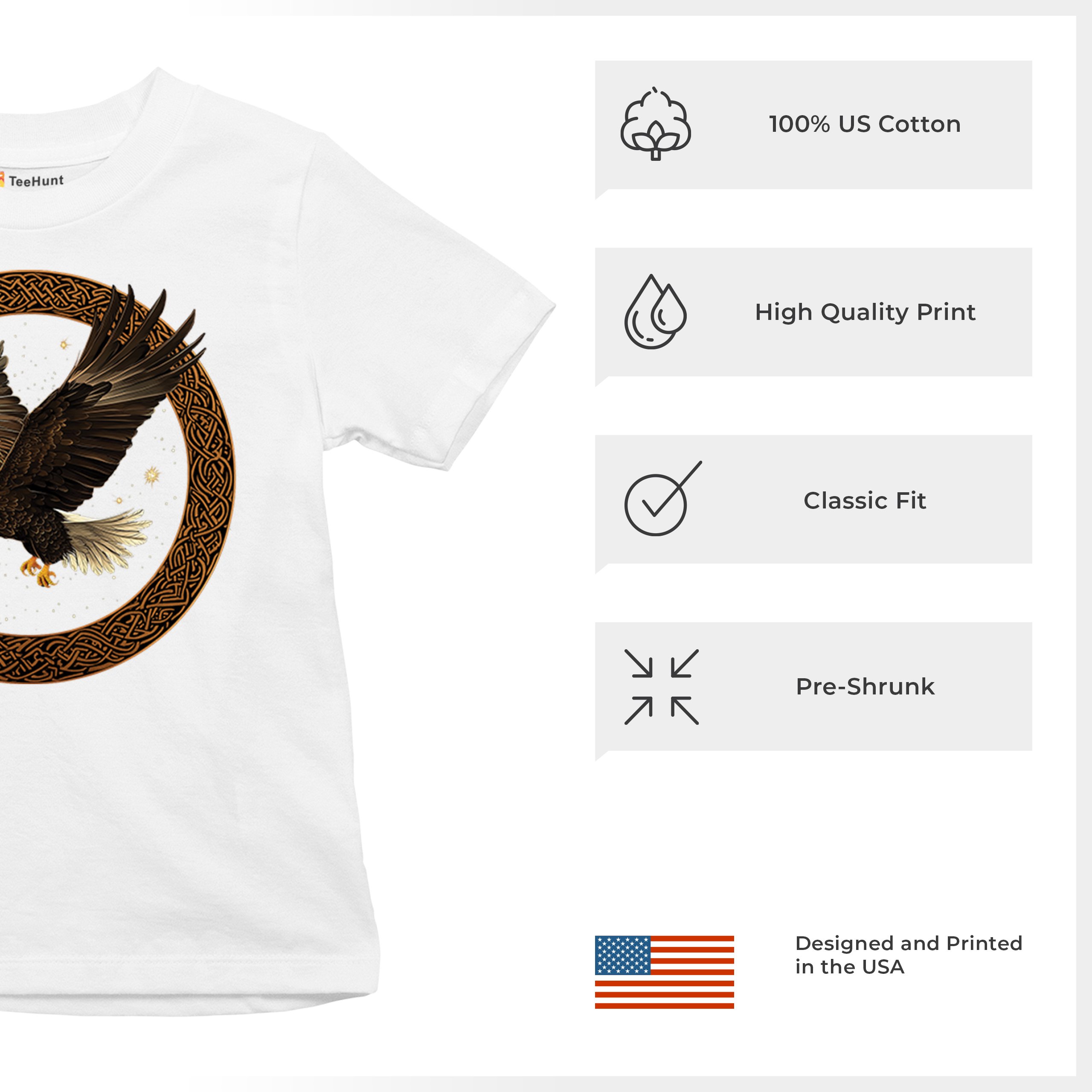 Celtic Flying Eagle Youth T-shirt North Mystic Raptor Spiritual Valhala Kids - Picture 28 of 50