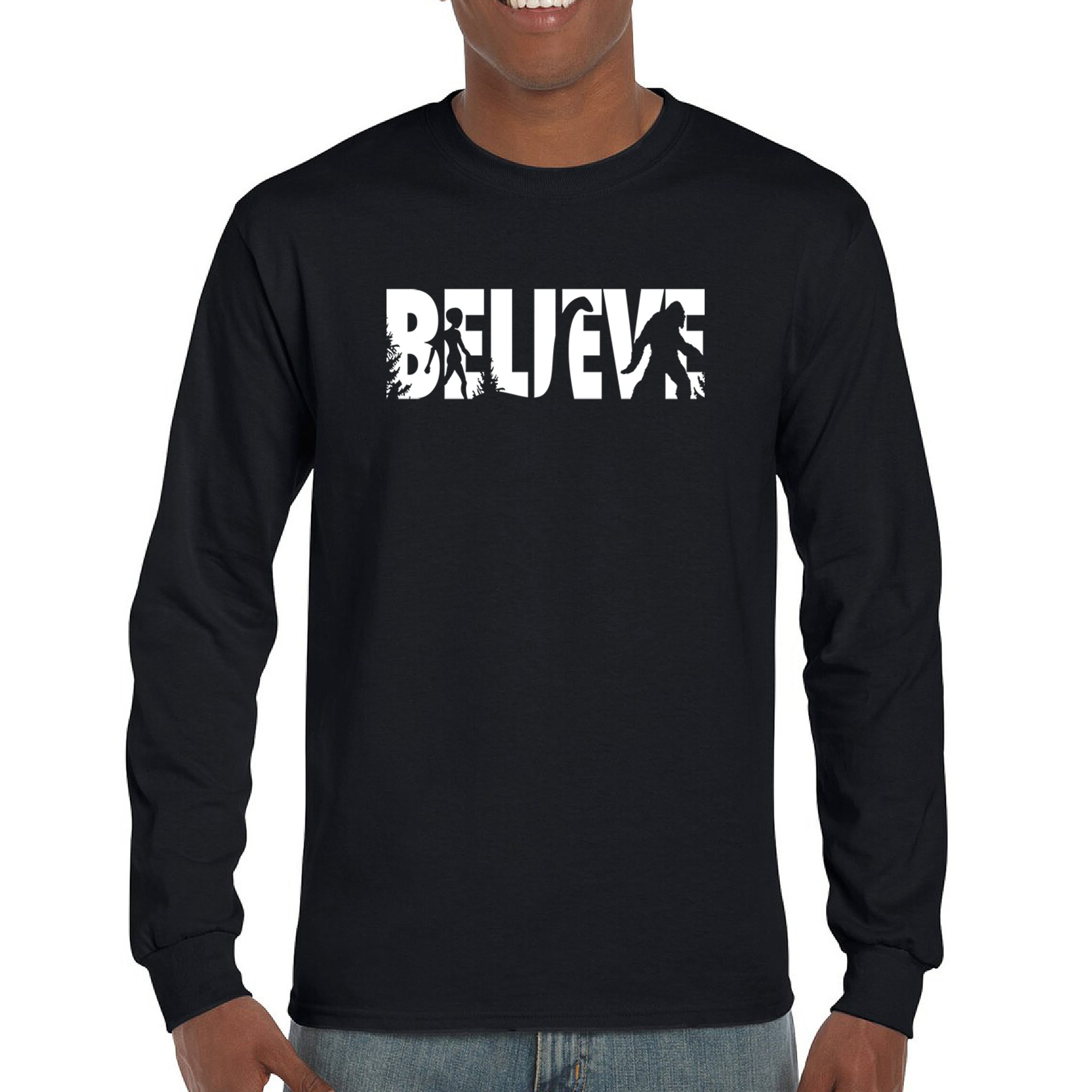 ALTRA T shirt a maniche lunghe Believe Alien Bigfoot Loch Ness Monster UFO Sasquatch Yeti