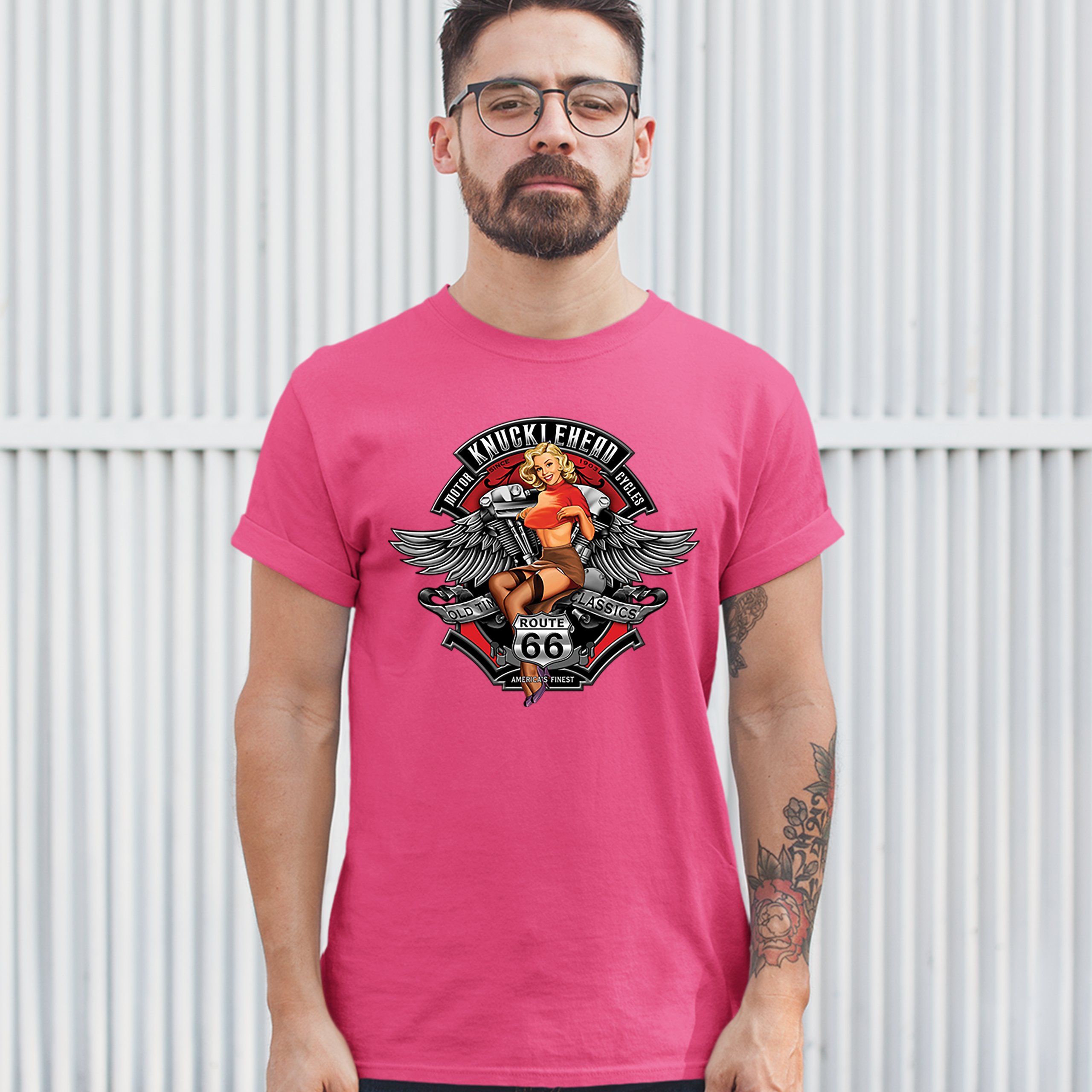 Knucklehead Motorcycles T-shirt Old Time Classics Pin-up Girl Biker Men ...