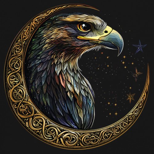 Celtic Moon Falcon Youth T-shirt North Mystic Bird of Prey Spirit Eagle Kids - Picture 4 of 50