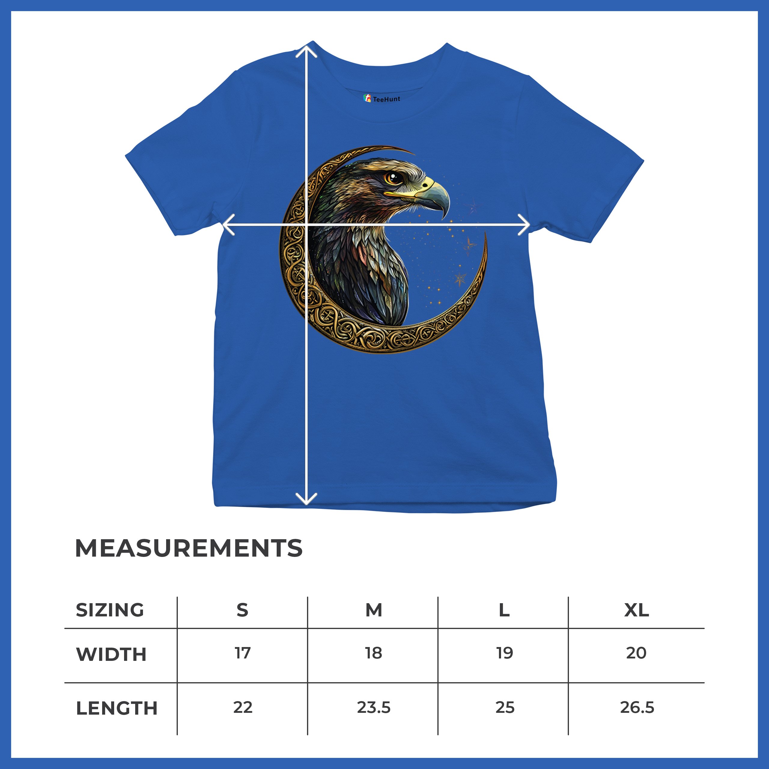 Celtic Moon Falcon Youth T-shirt North Mystic Bird of Prey Spirit Eagle Kids - Picture 43 of 50