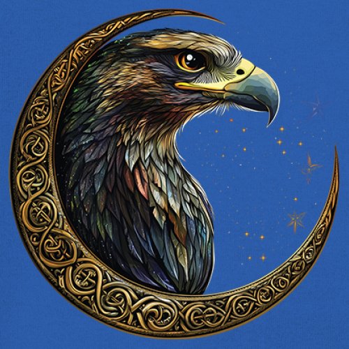 Celtic Moon Falcon Youth T-shirt North Mystic Bird of Prey Spirit Eagle Kids - Picture 39 of 50