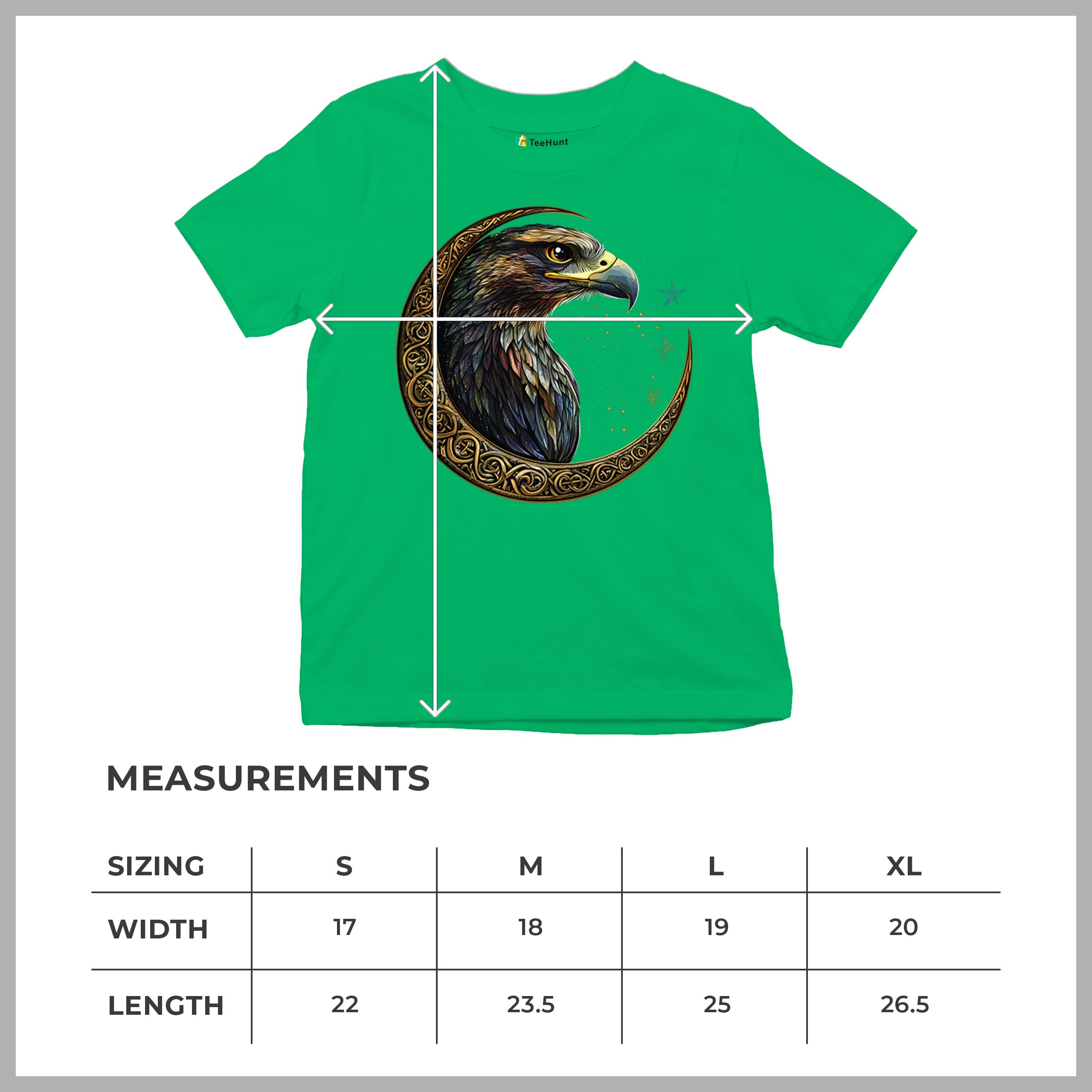 Celtic Moon Falcon Youth T-shirt North Mystic Bird of Prey Spirit Eagle Kids - Picture 36 of 50