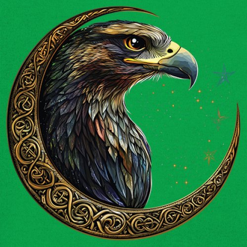 Celtic Moon Falcon Youth T-shirt North Mystic Bird of Prey Spirit Eagle Kids - Picture 32 of 50