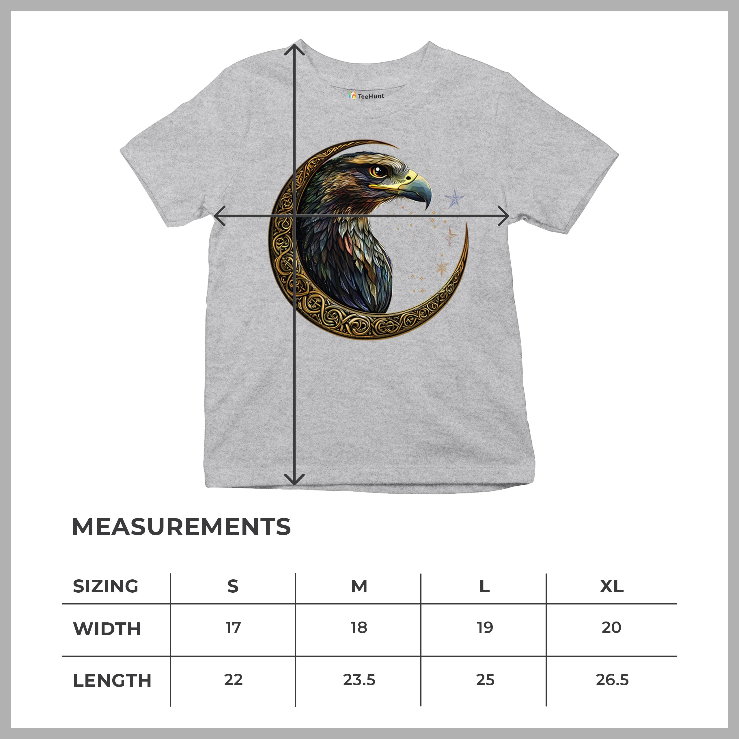 Celtic Moon Falcon Youth T-shirt North Mystic Bird of Prey Spirit Eagle Kids - Picture 15 of 50