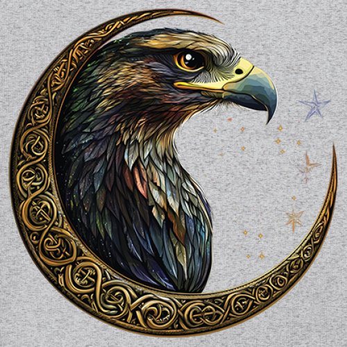 Celtic Moon Falcon Youth T-shirt North Mystic Bird of Prey Spirit Eagle Kids - Picture 11 of 50