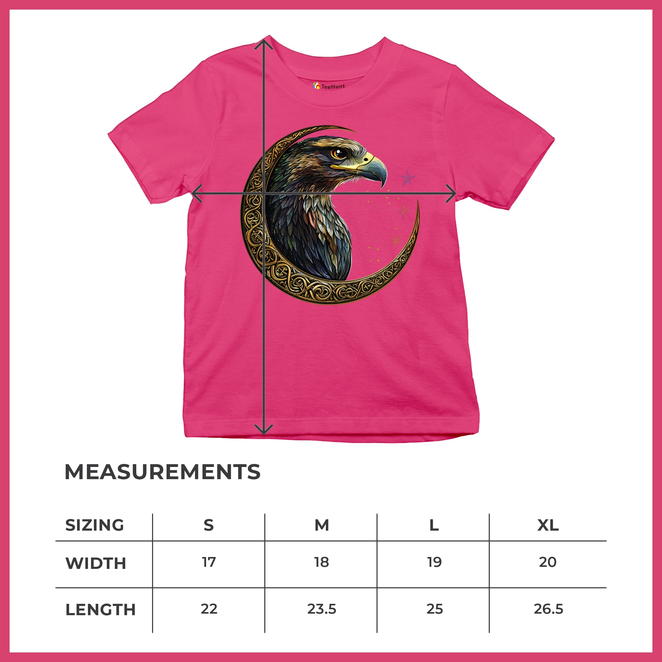 Celtic Moon Falcon Youth T-shirt North Mystic Bird of Prey Spirit Eagle Kids - Picture 50 of 50