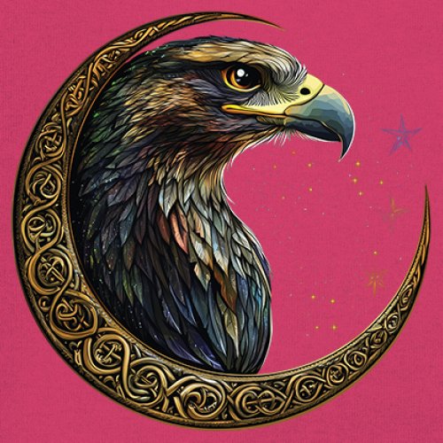 Celtic Moon Falcon Youth T-shirt North Mystic Bird of Prey Spirit Eagle Kids - Picture 46 of 50