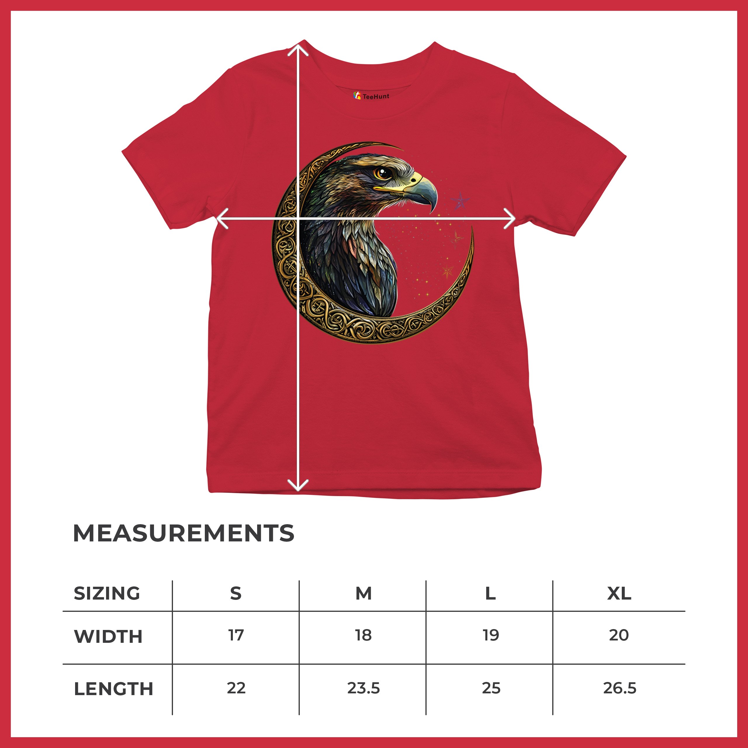 Celtic Moon Falcon Youth T-shirt North Mystic Bird of Prey Spirit Eagle Kids - Picture 22 of 50