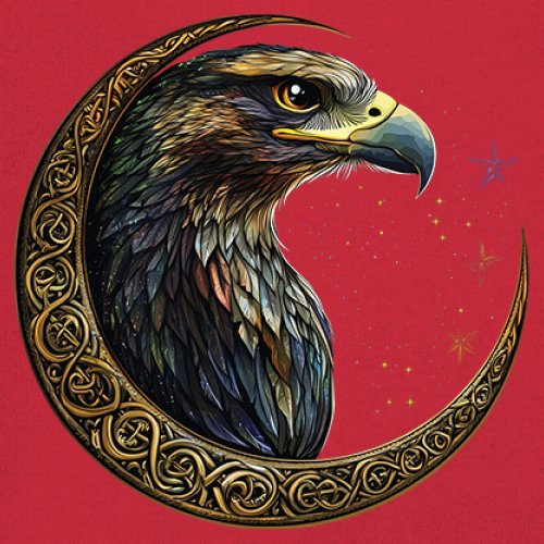 Celtic Moon Falcon Youth T-shirt North Mystic Bird of Prey Spirit Eagle Kids - Picture 18 of 50