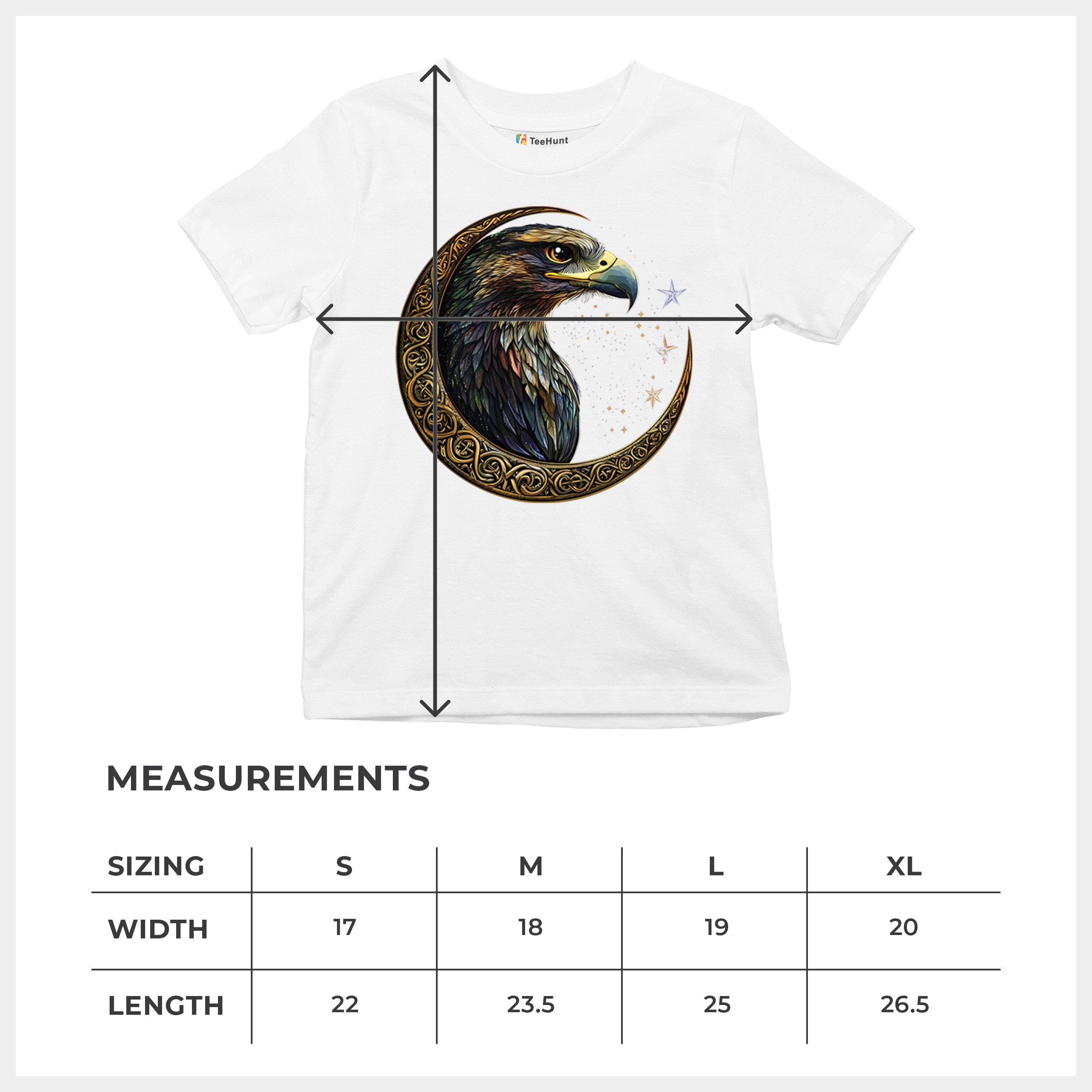 Celtic Moon Falcon Youth T-shirt North Mystic Bird of Prey Spirit Eagle Kids - Picture 29 of 50