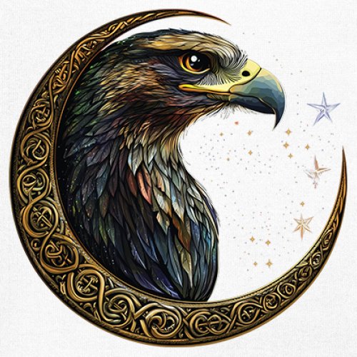 Celtic Moon Falcon Youth T-shirt North Mystic Bird of Prey Spirit Eagle Kids - Picture 25 of 50