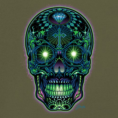 Bright Sugar Skull Long Sleeve T-shirt Dia de Los Muertos Neon Day of the Dead - Picture 53 of 78
