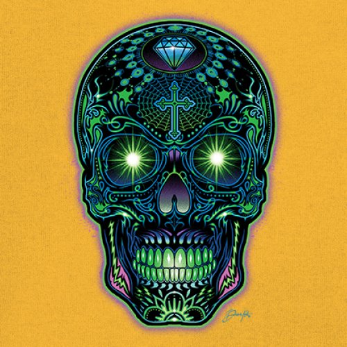 Bright Sugar Skull Long Sleeve T-shirt Dia de Los Muertos Neon Day of the Dead - Picture 67 of 78