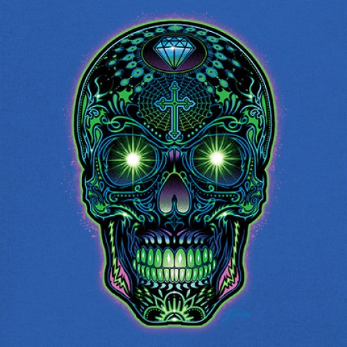 Bright Sugar Skull Youth T-shirt Dia de Los Muertos Neon Day of the Dead Kids - Picture 39 of 50