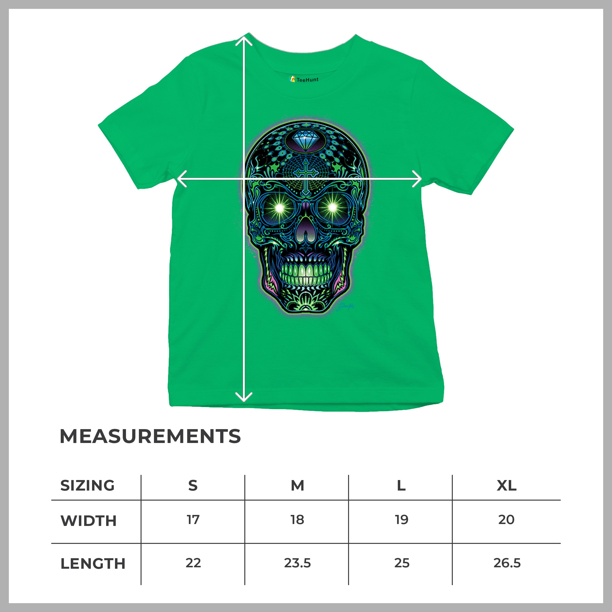 Bright Sugar Skull Youth T-shirt Dia de Los Muertos Neon Day of the Dead Kids - Picture 36 of 50