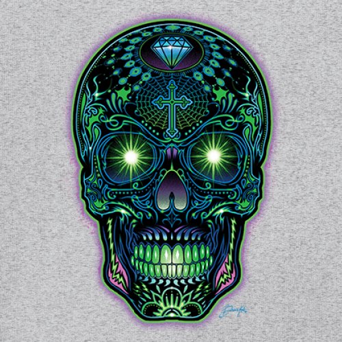 Bright Sugar Skull Youth T-shirt Dia de Los Muertos Neon Day of the Dead Kids - Picture 11 of 50