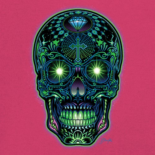 Bright Sugar Skull Youth T-shirt Dia de Los Muertos Neon Day of the Dead Kids - Picture 46 of 50