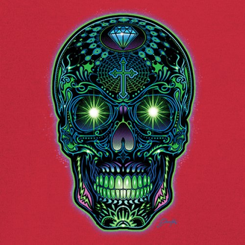 Bright Sugar Skull Youth T-shirt Dia de Los Muertos Neon Day of the Dead Kids - Picture 18 of 50