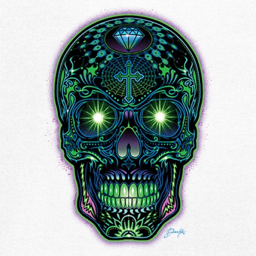 Bright Sugar Skull Youth T-shirt Dia de Los Muertos Neon Day of the Dead Kids - Picture 25 of 50