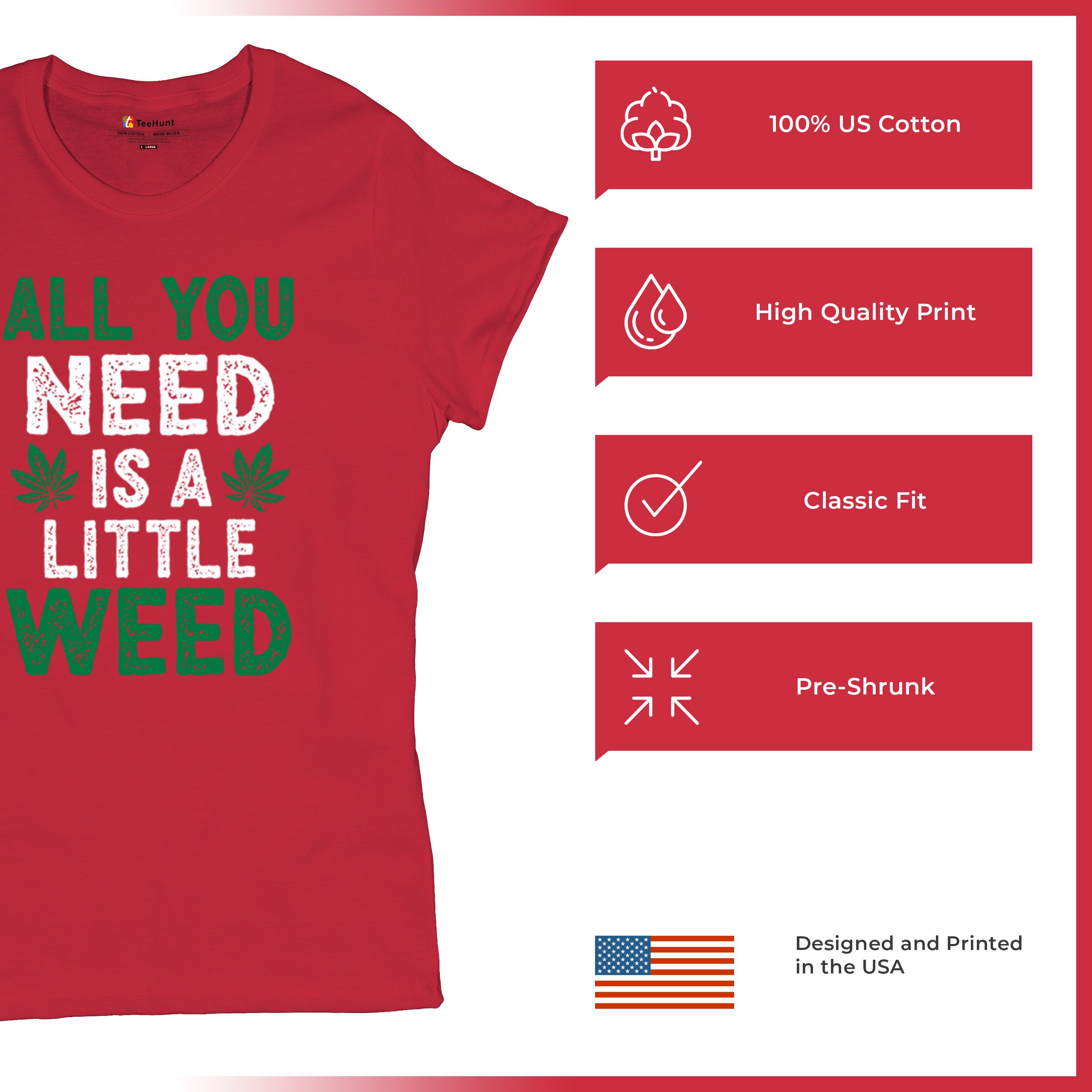All You Need is a Little Weed T-Shirt Funny Smoking Marijuana 420 Women's Tee - Picture 14 of 36