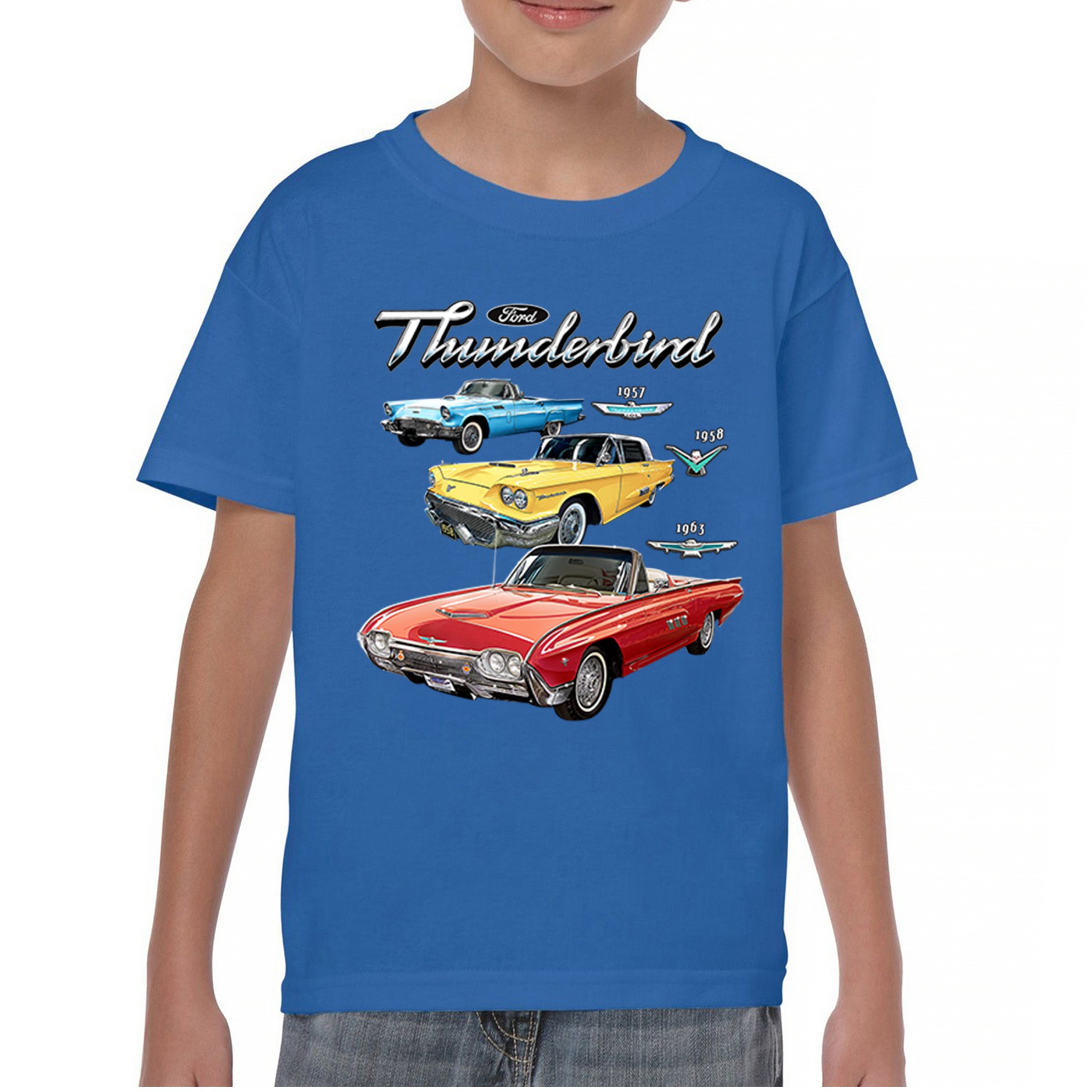 Ford Thunderbirds 1957 1958 1963 Youth T-shirt Classic Retro Convertible Kids - Picture 37 of 50
