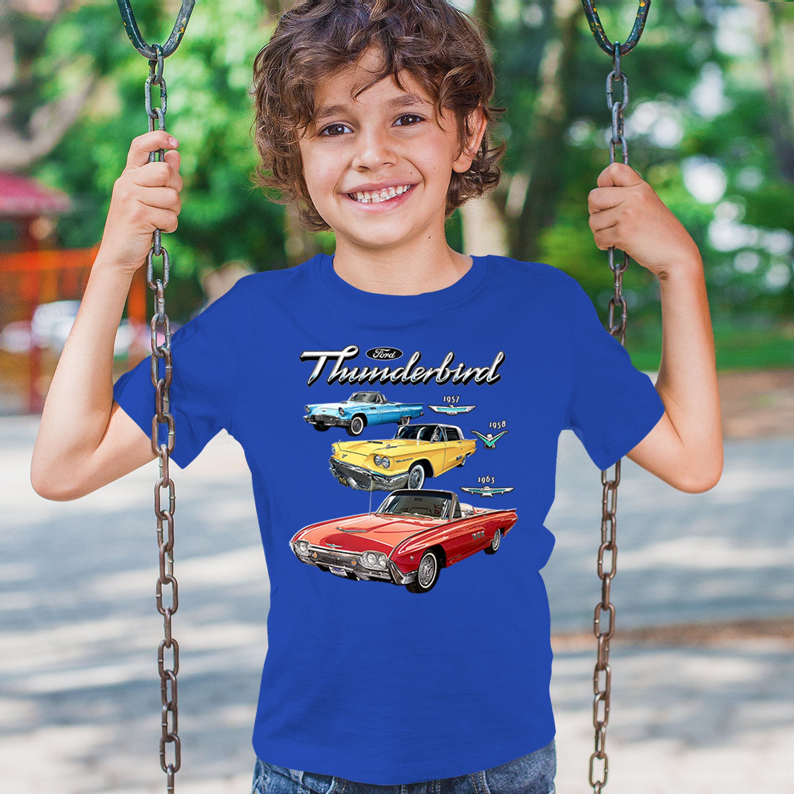 Ford Thunderbirds 1957 1958 1963 Youth T-shirt Classic Retro Convertible Kids - Picture 40 of 50