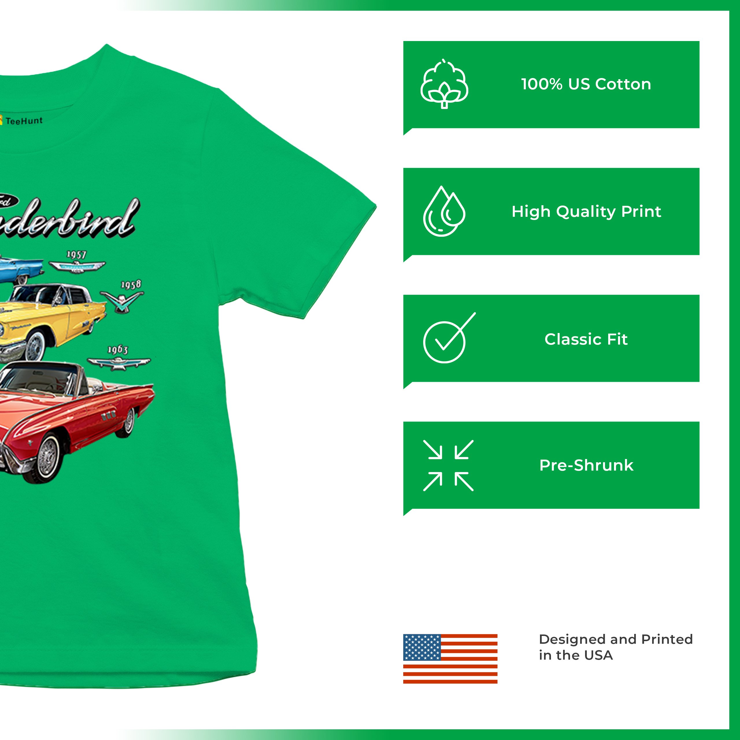Ford Thunderbirds 1957 1958 1963 Youth T-shirt Classic Retro Convertible Kids - Picture 35 of 50