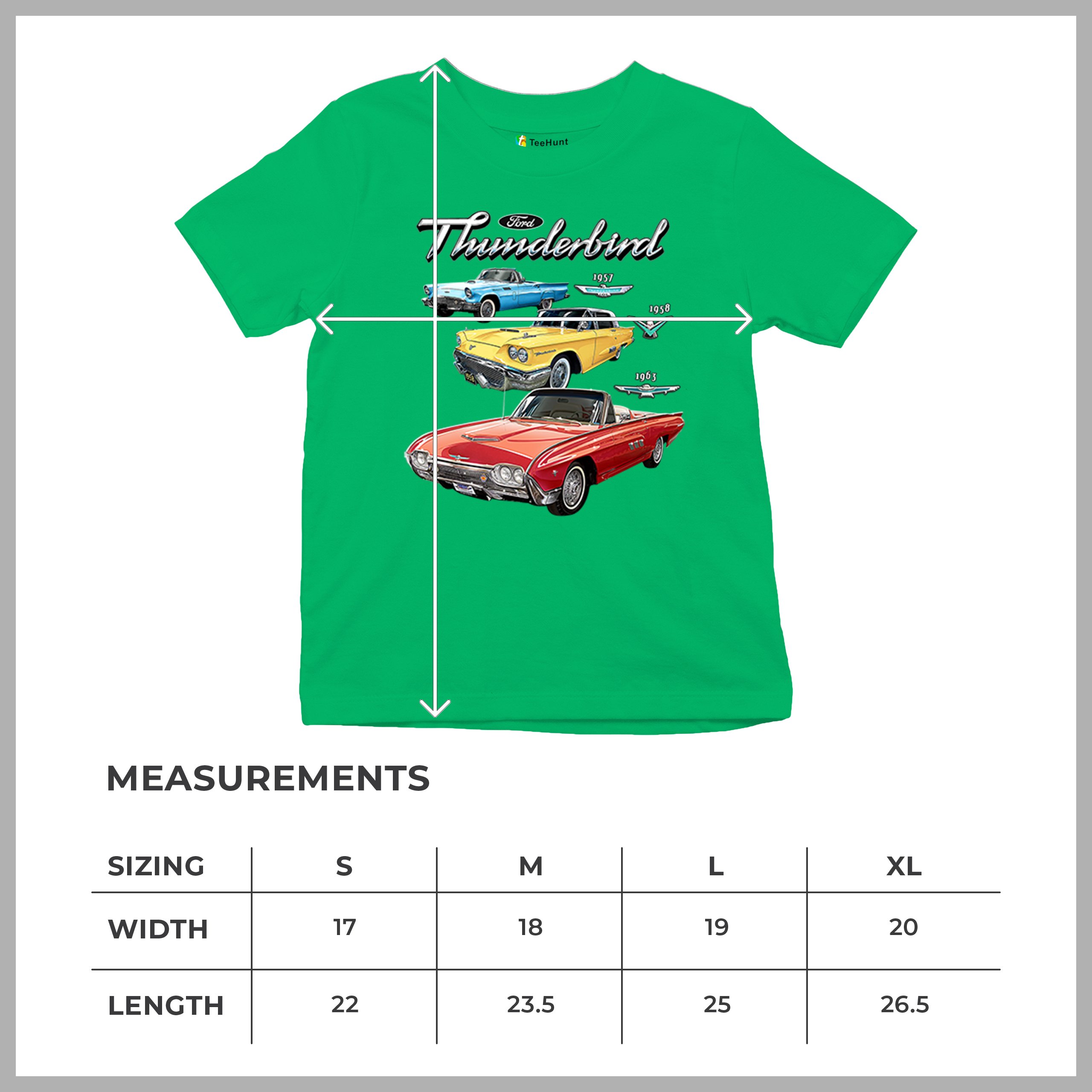 Ford Thunderbirds 1957 1958 1963 Youth T-shirt Classic Retro Convertible Kids - Picture 36 of 50