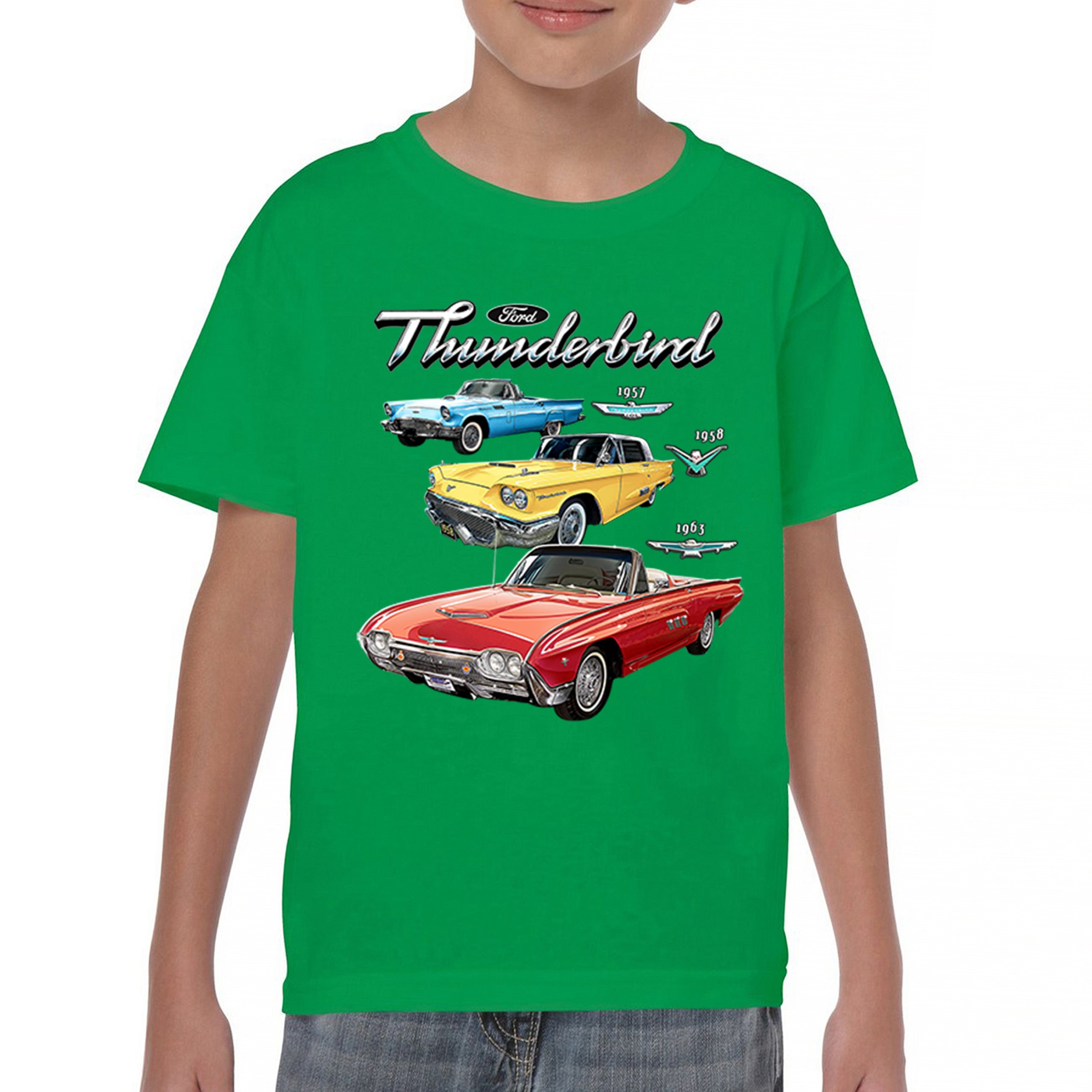 Ford Thunderbirds 1957 1958 1963 Youth T-shirt Classic Retro Convertible Kids - Picture 30 of 50