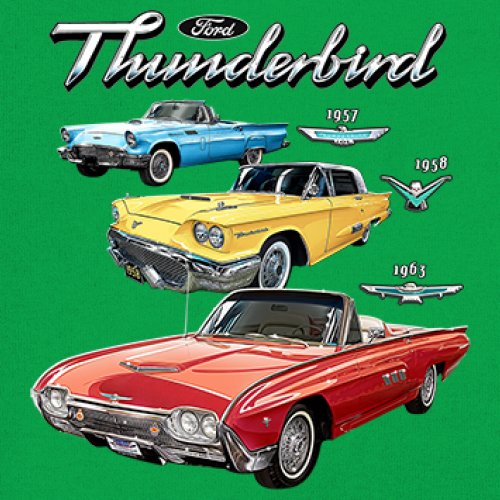 Ford Thunderbirds 1957 1958 1963 Youth T-shirt Classic Retro Convertible Kids - Picture 32 of 50